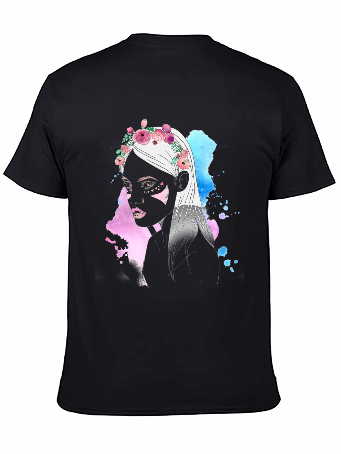 Black Floral Crown Woman Graphic T-Shirt view 4