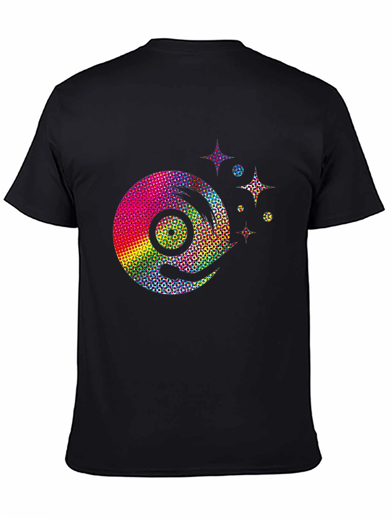 Black Retro Rainbow Vinyl Record Graphic Tee - Black view 4