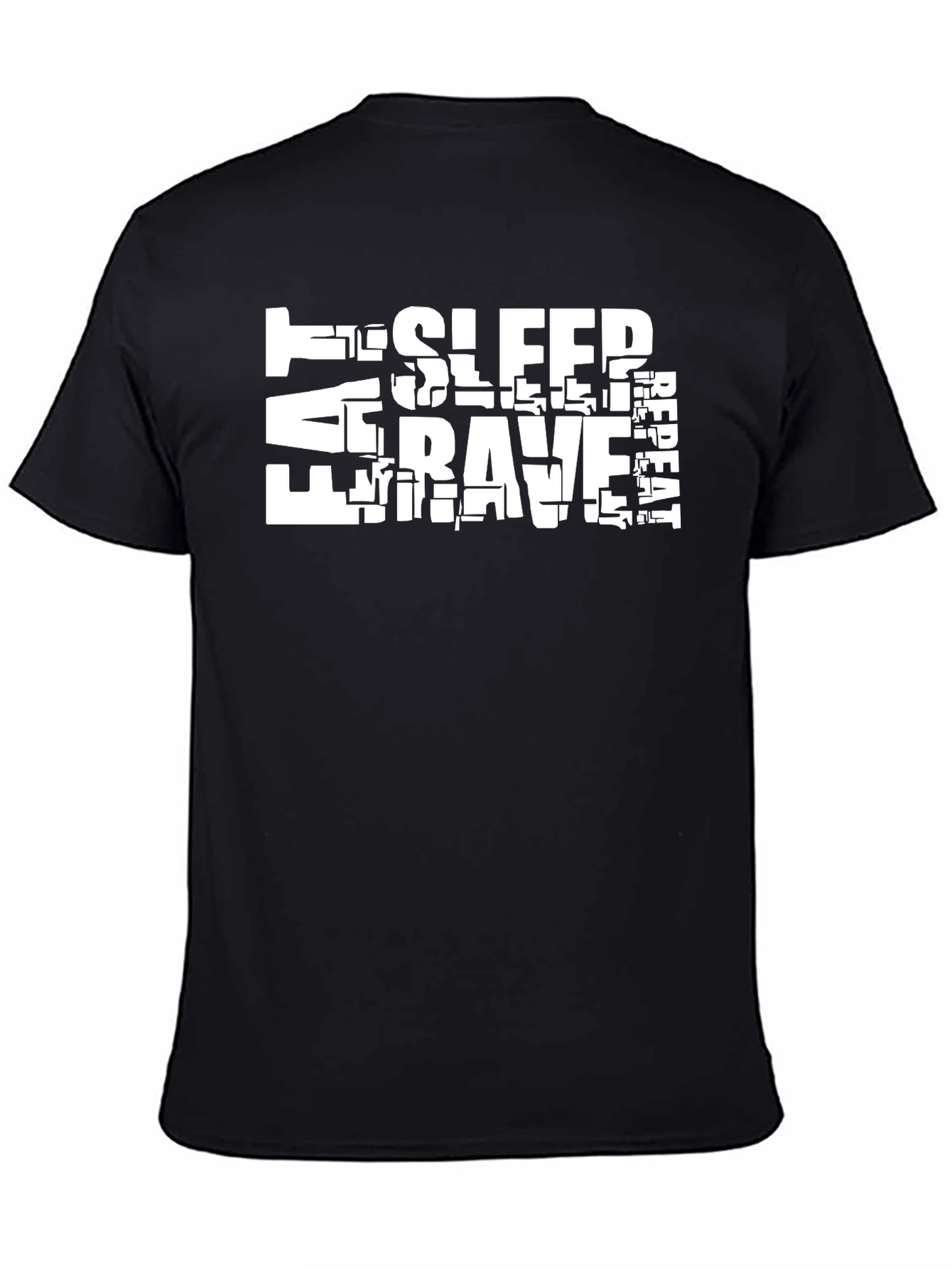 Black Eat Sleep Rave Repeat Graphic Tee - Black view 4
