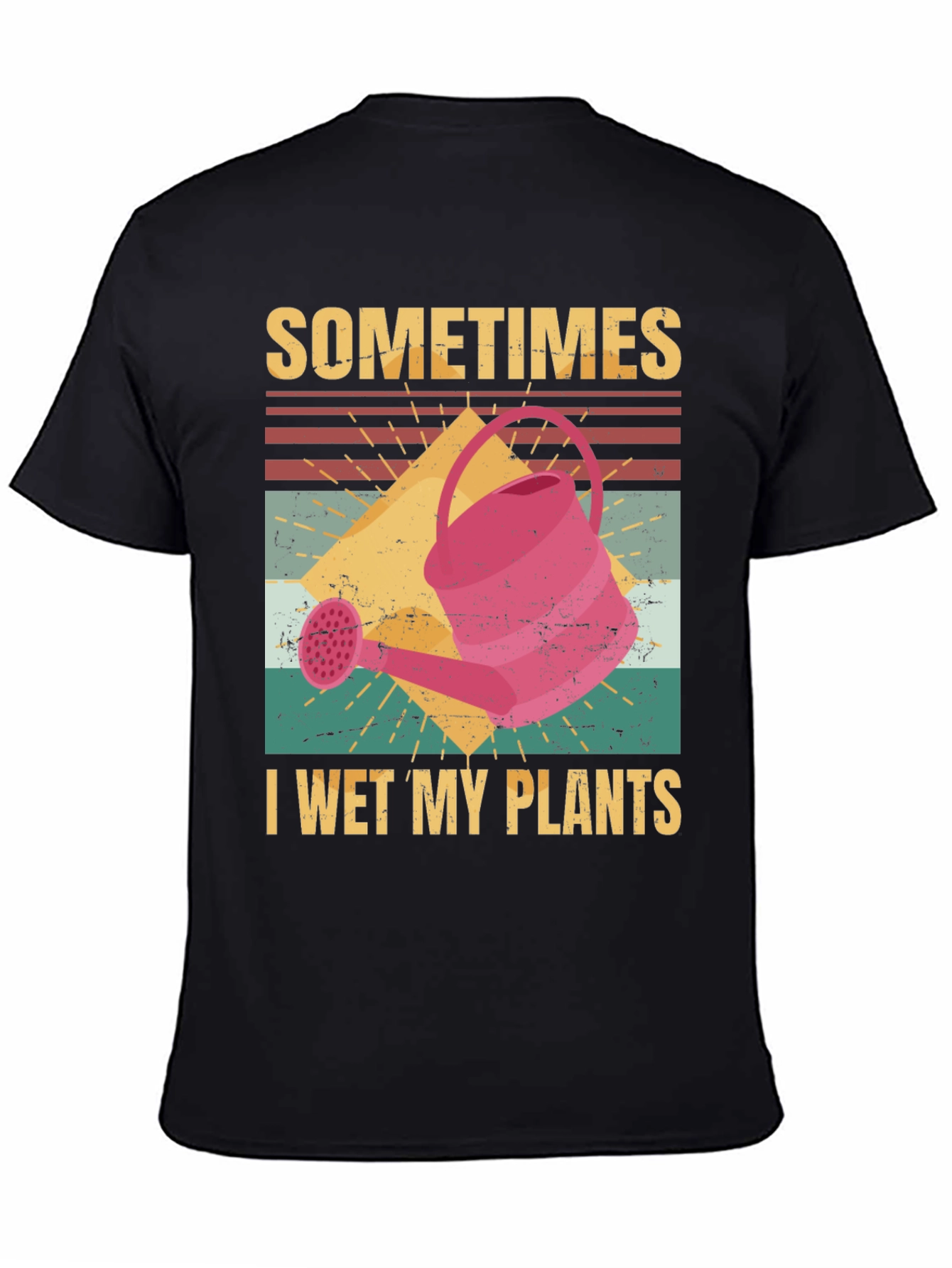 Black Funny Gardening T-Shirt - I Wet My Plants view 4