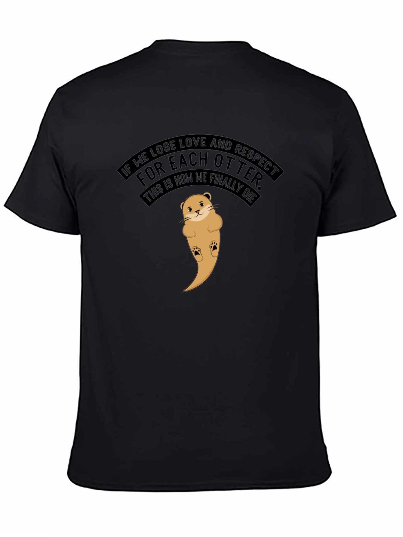 Black Otter Love T-Shirt - Funny Graphic Tee view 4
