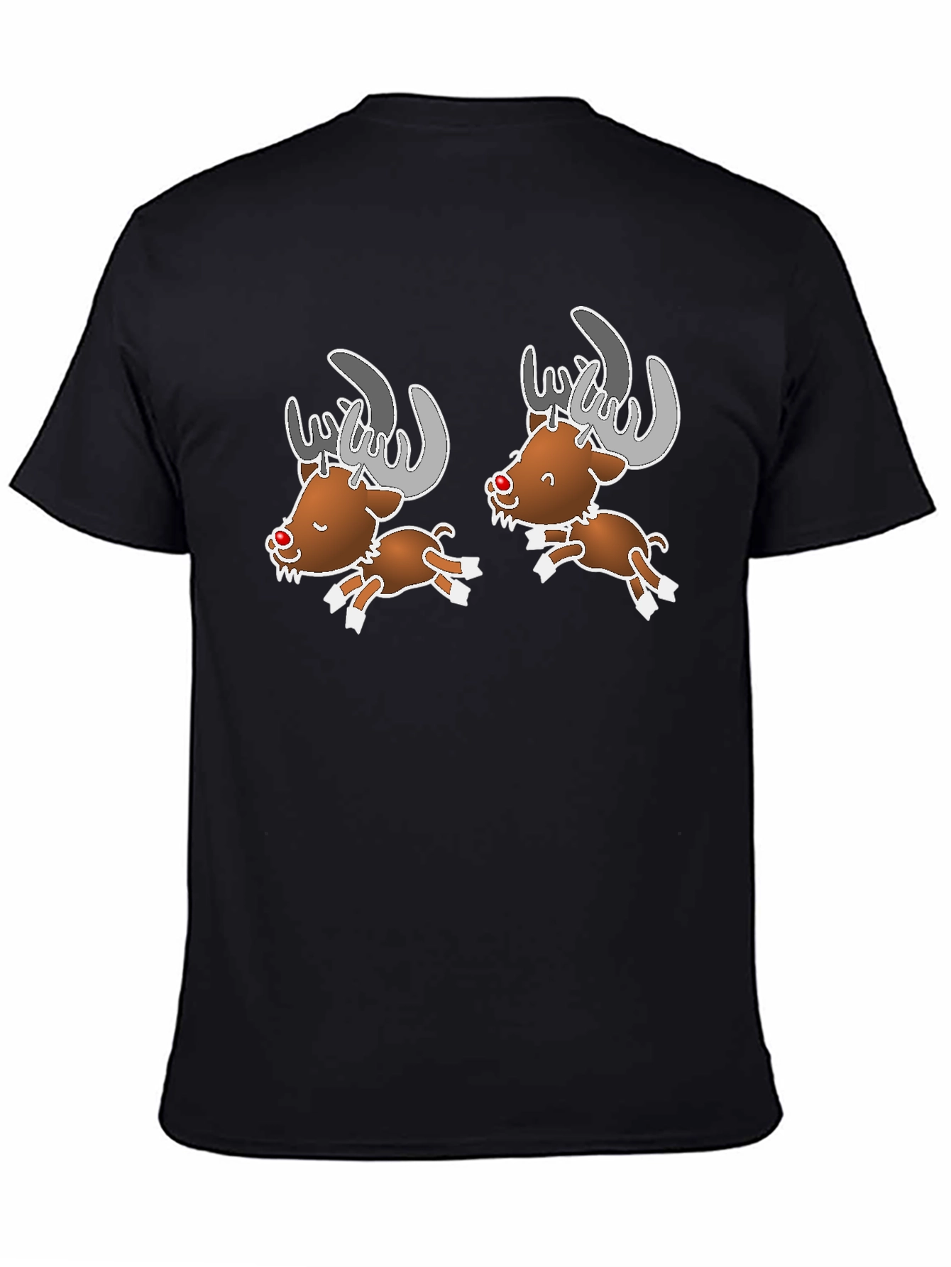 Black Cartoon Reindeer Graphic Tee view 4