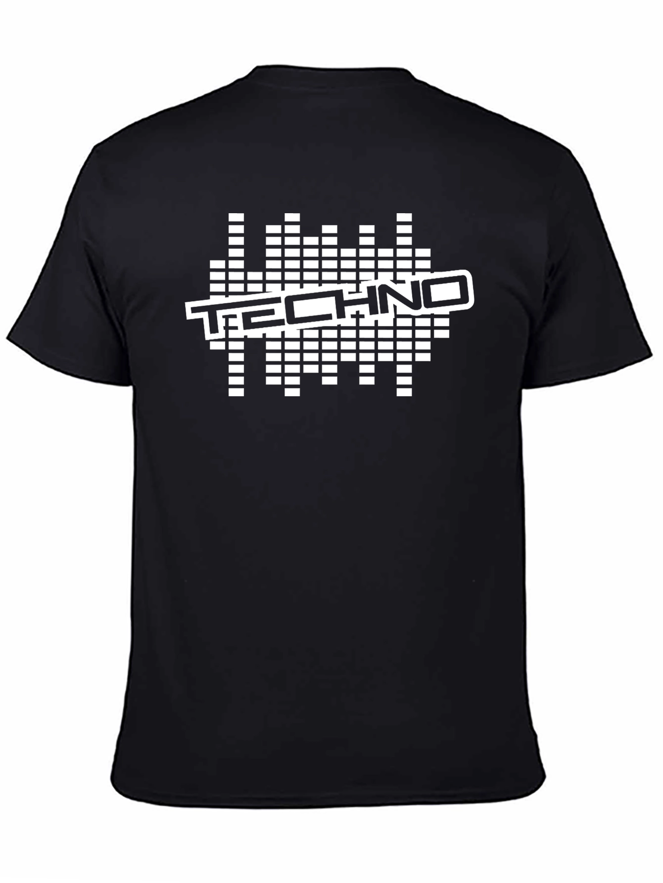 Black Techno Music T-Shirt - Graphic Equalizer Design - Black Cotton Tee view 4