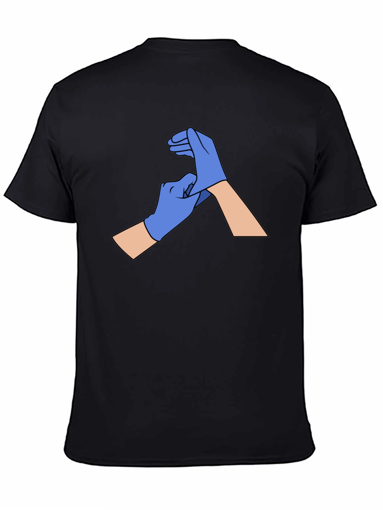 Black Gloved Hands Graphic Tee - Black Cotton T-Shirt view 4