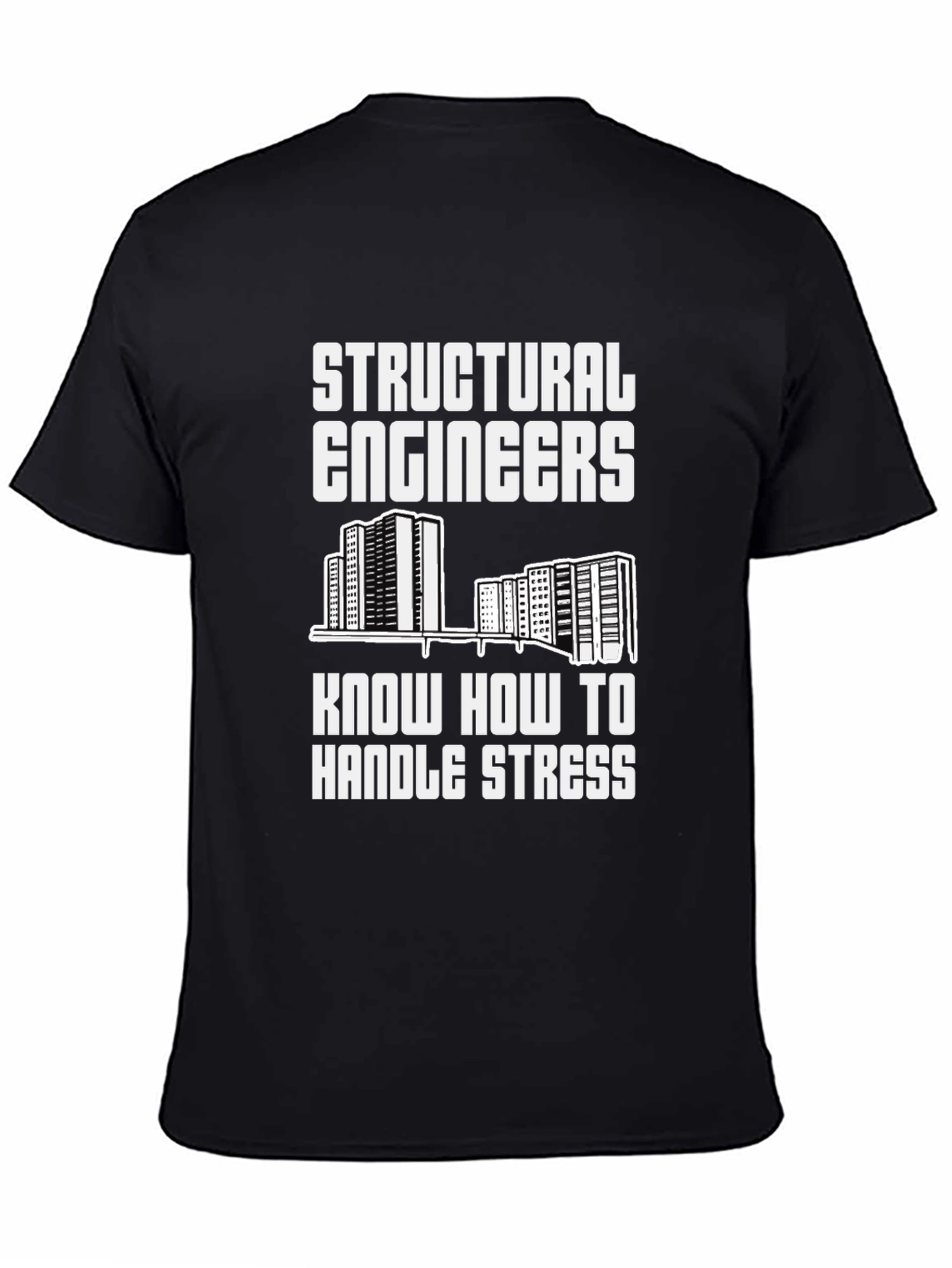 Black Structural Engineer Stress T-Shirt - Black view 4