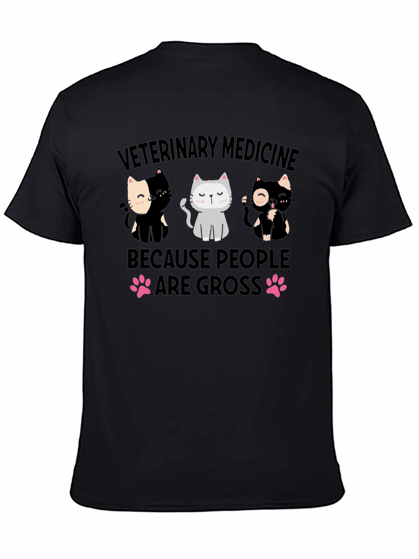 Black Veterinary Medicine Cat T-Shirt view 4