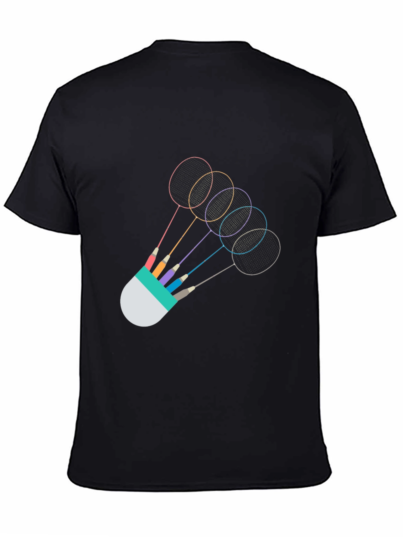 Black Badminton Rackets Graphic Tee - Unique Sportswear view 4