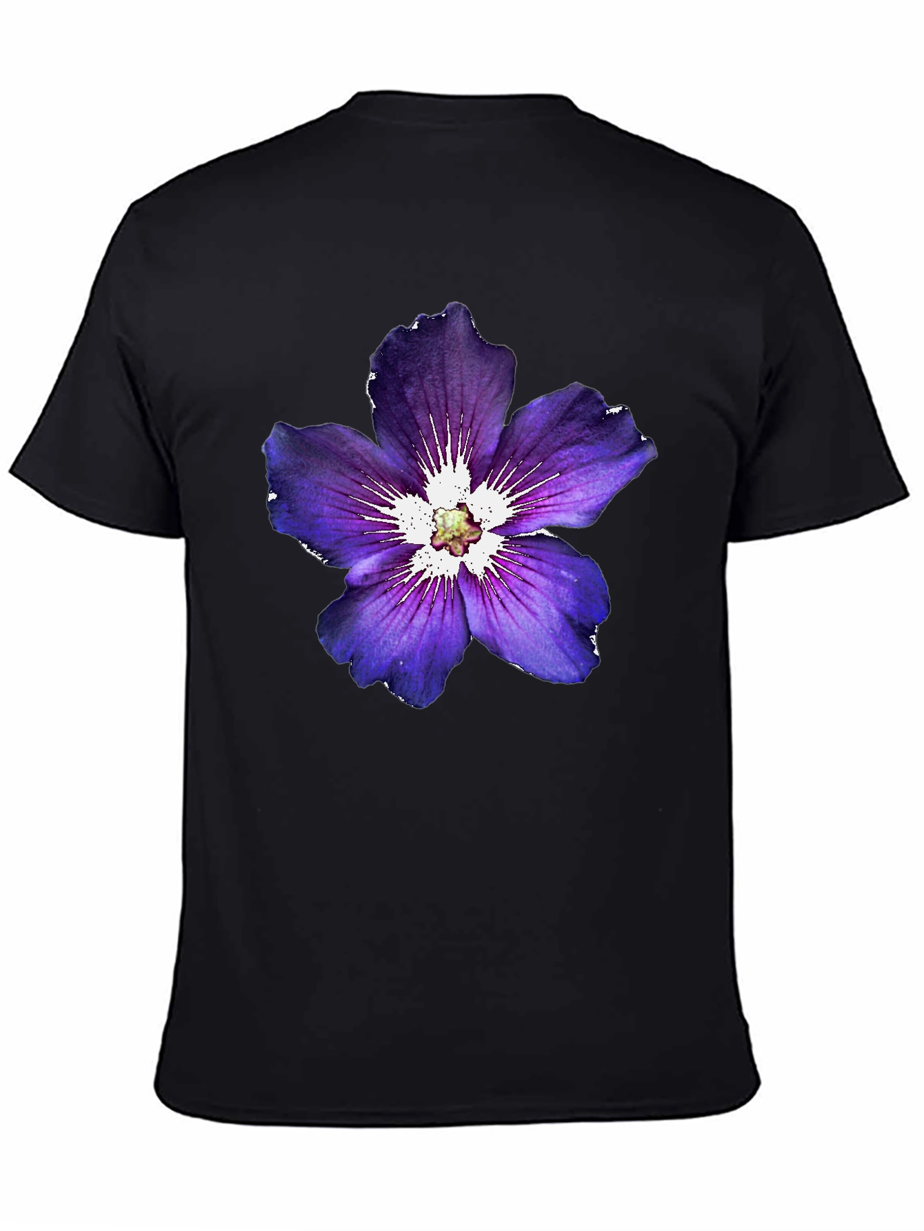 Black Floral Graphic Tee - Purple Flower Design, Casual Wear view 4