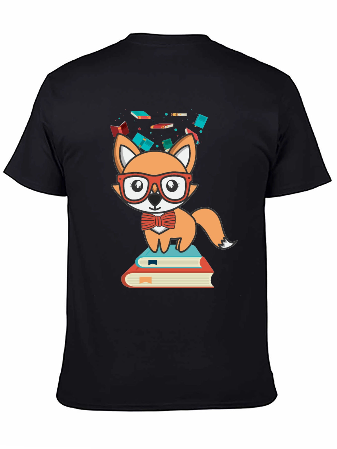 Black Fox Reader Graphic Tee - Cute Bookworm Shirt view 4