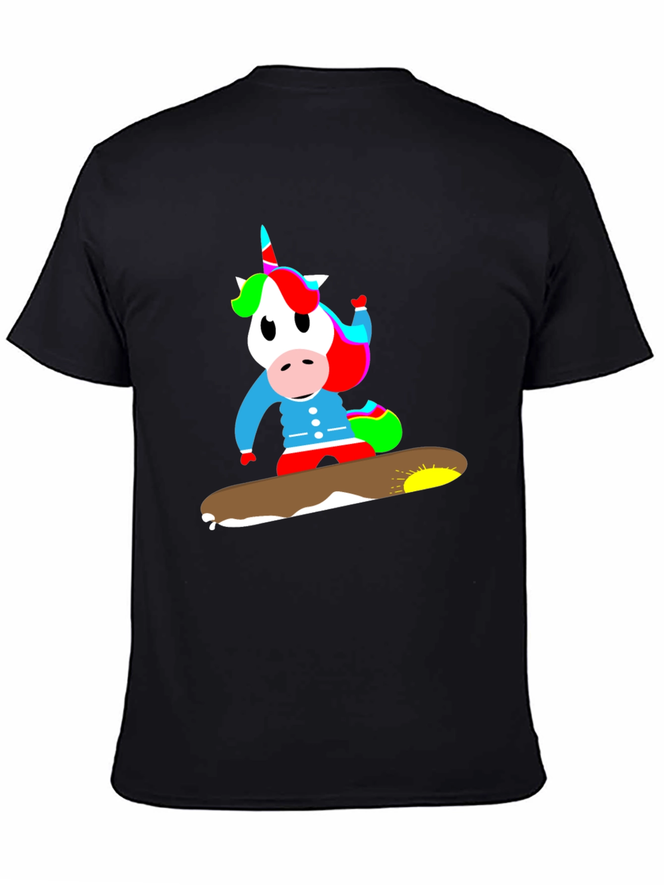 Black Unicorn Snowboarding T-Shirt - Fun, Unique Design view 4