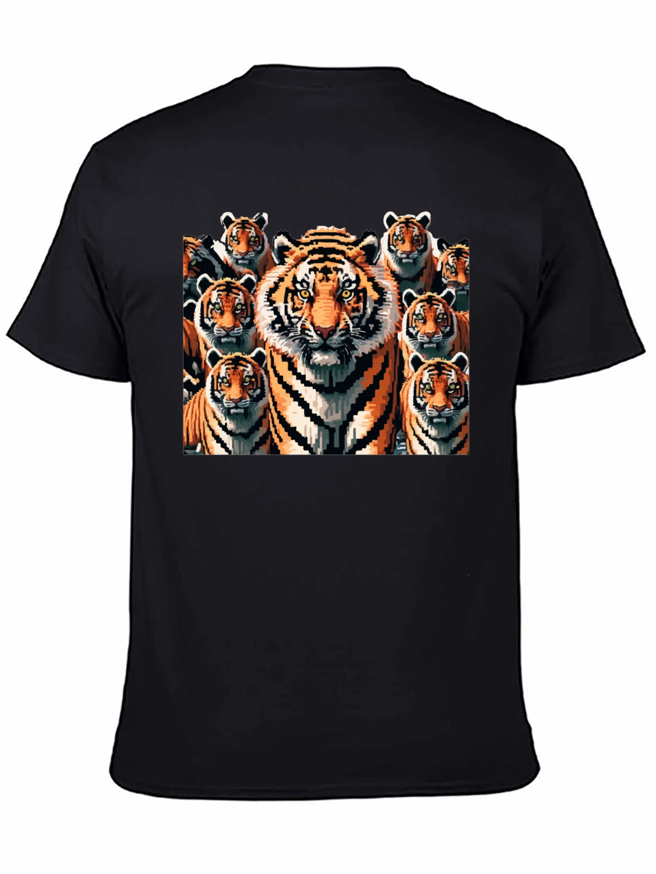 Black Tiger Pixel Art Graphic Tee - Black Cotton Blend view 4