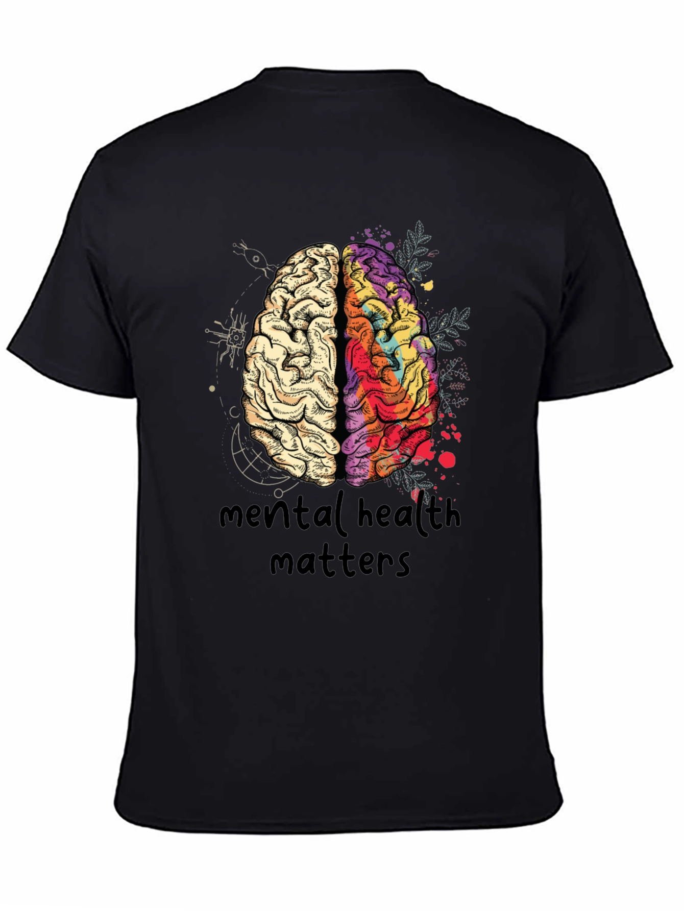 Black Mental Health Matters Brain Graphic T-Shirt view 4