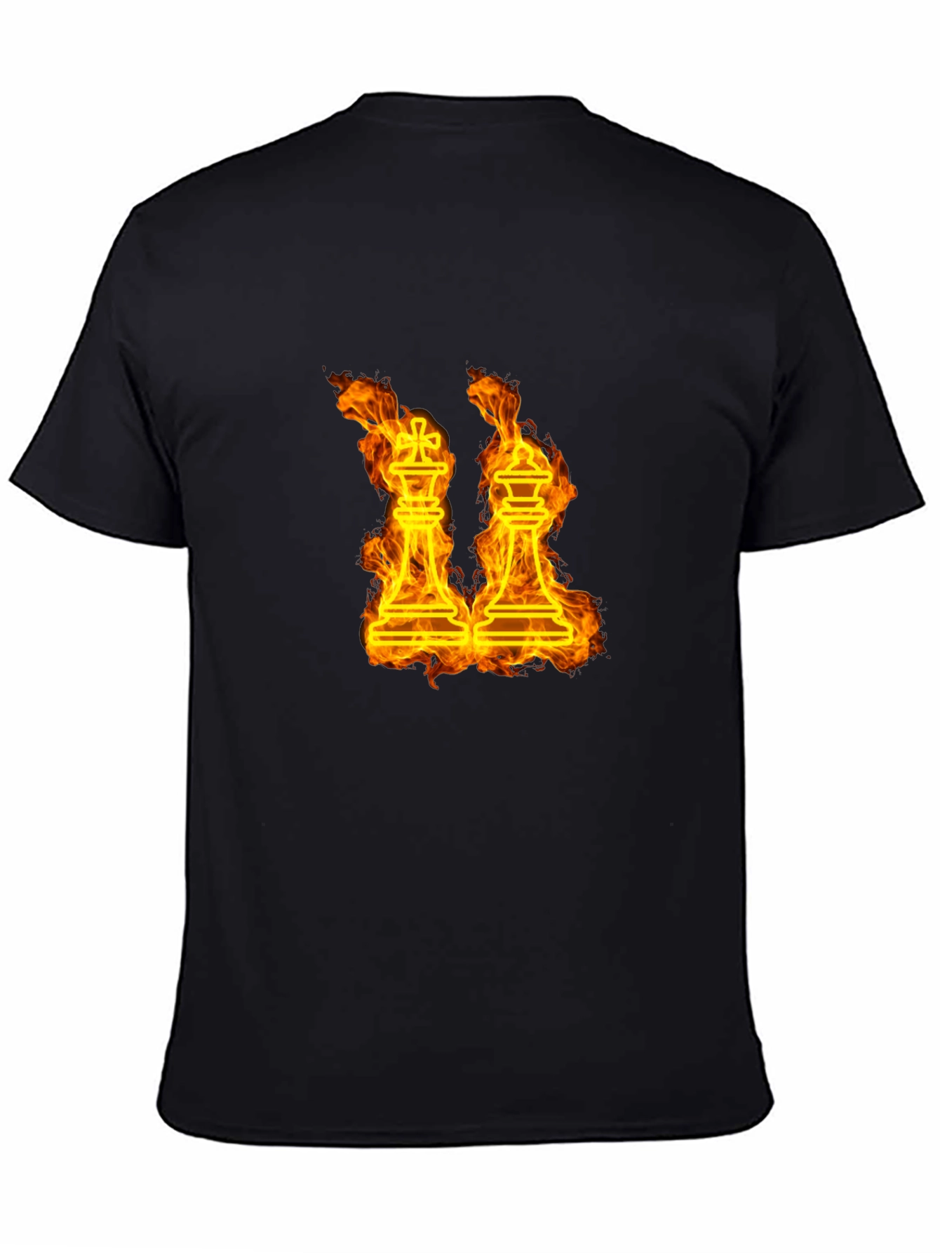 Black Fiery Chess Kings T-Shirt view 4