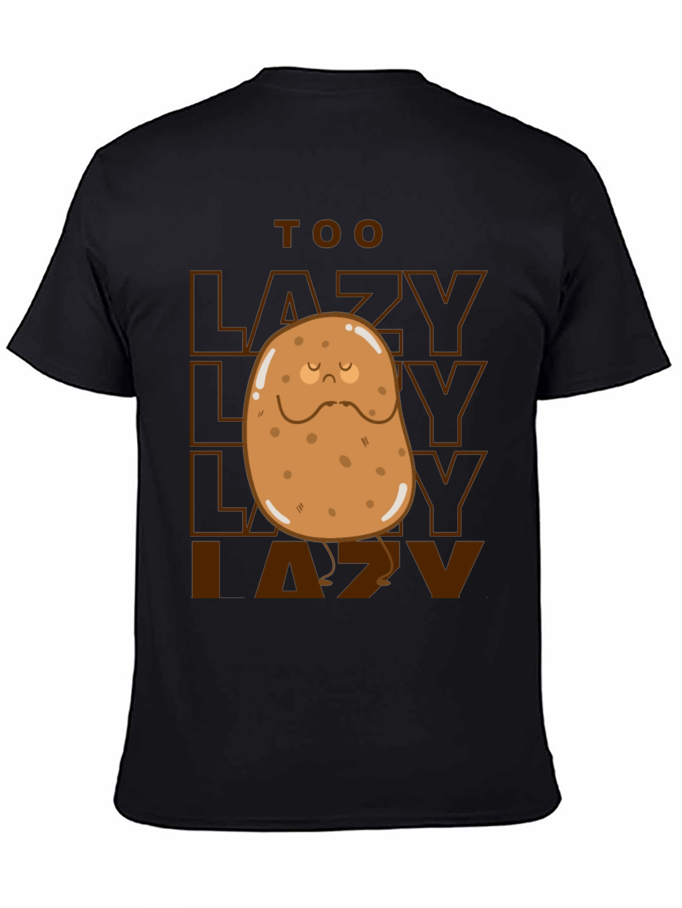 Black Too Lazy Potato Graphic Tee - Funny Unisex T-Shirt view 4