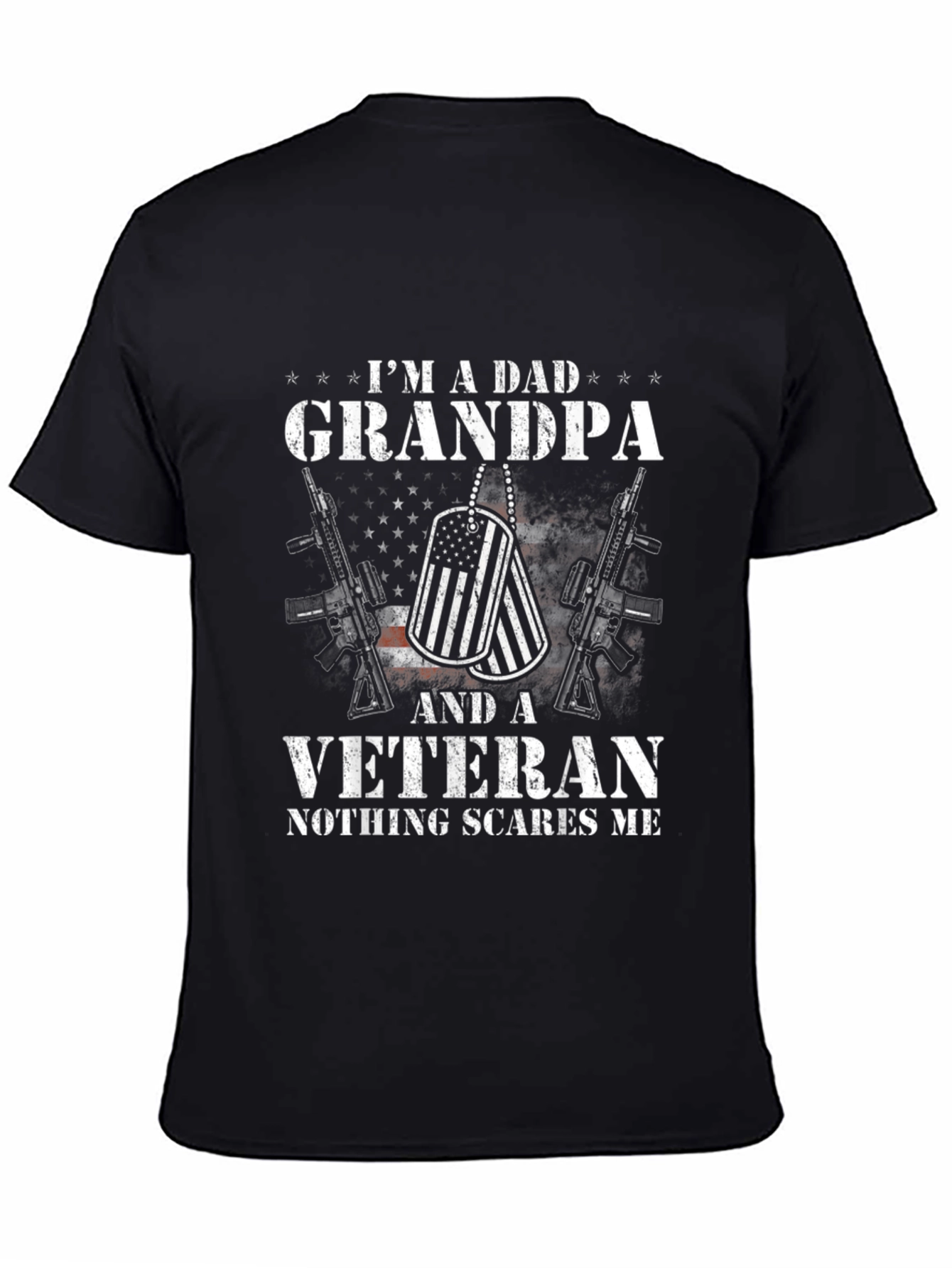 Black I'm A Dad Grandpa And A Veteran T-Shirt view 4