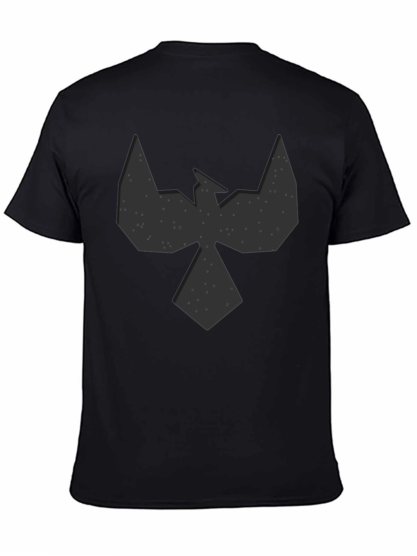 Black Geometric Bird Graphic Black T-Shirt - Modern Design view 4