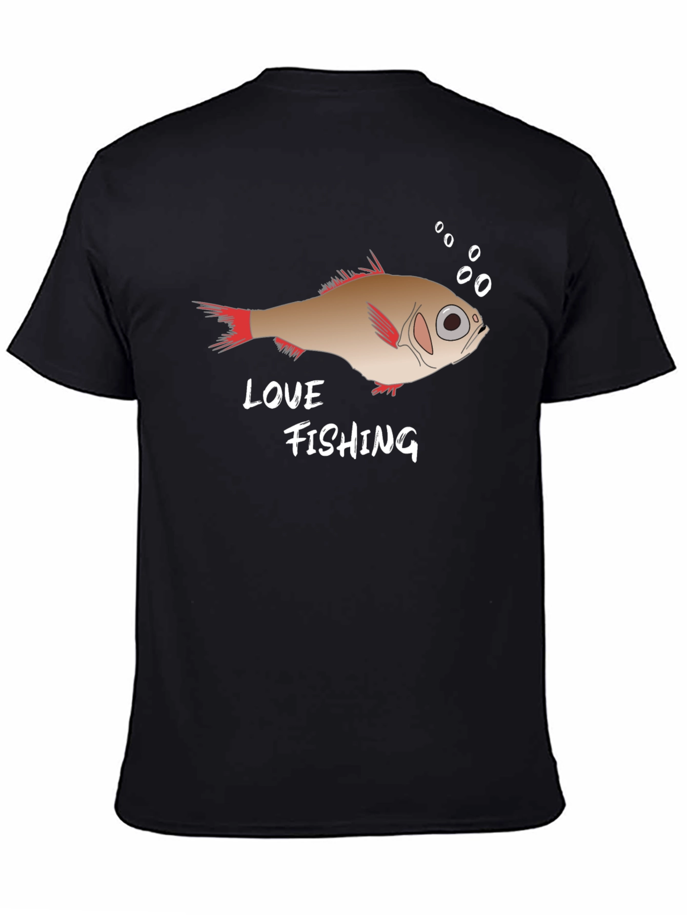 Black Love Fishing Graphic Tee - Black Cotton T-Shirt view 4
