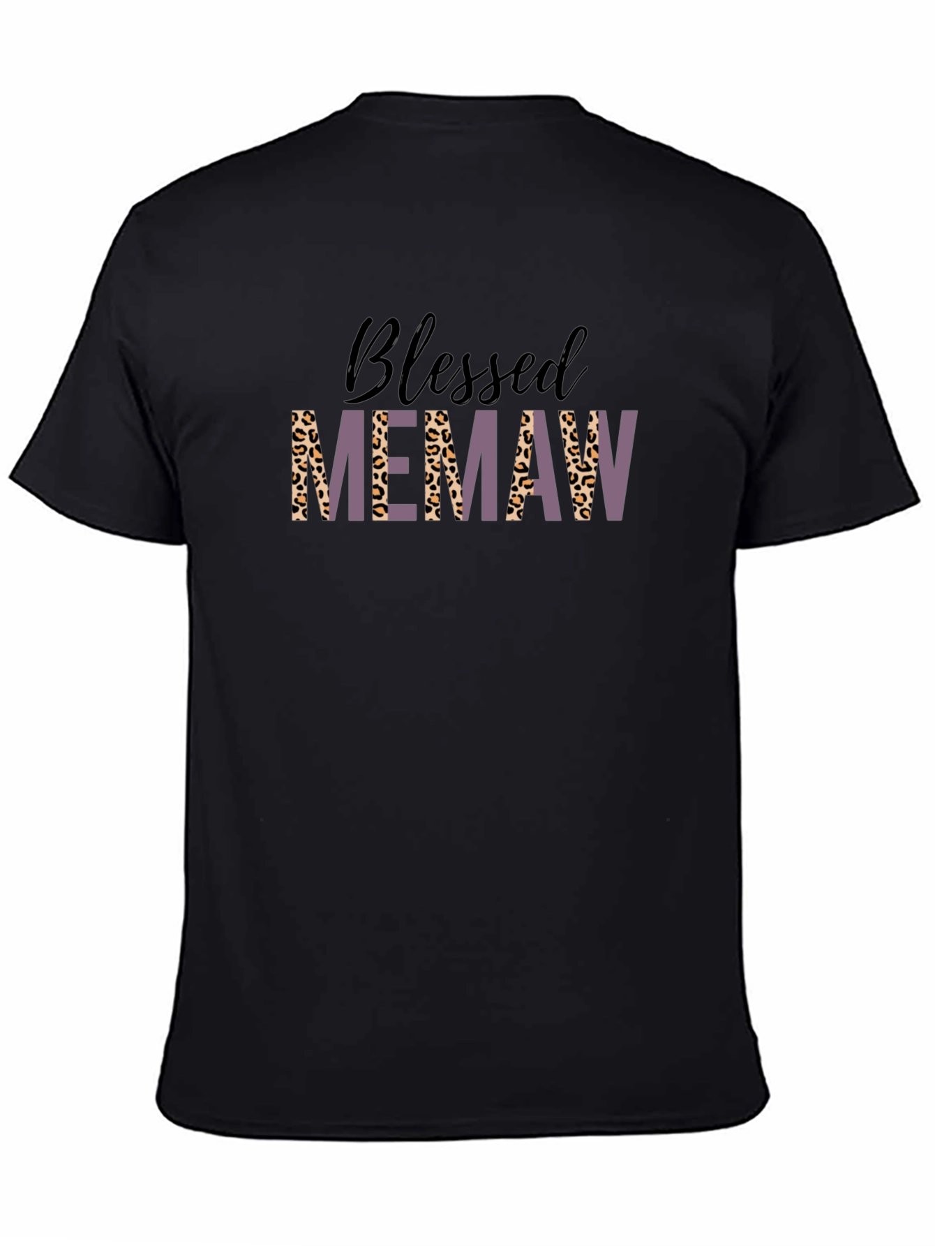 Black Blessed Memaw Leopard Print T-Shirt view 4
