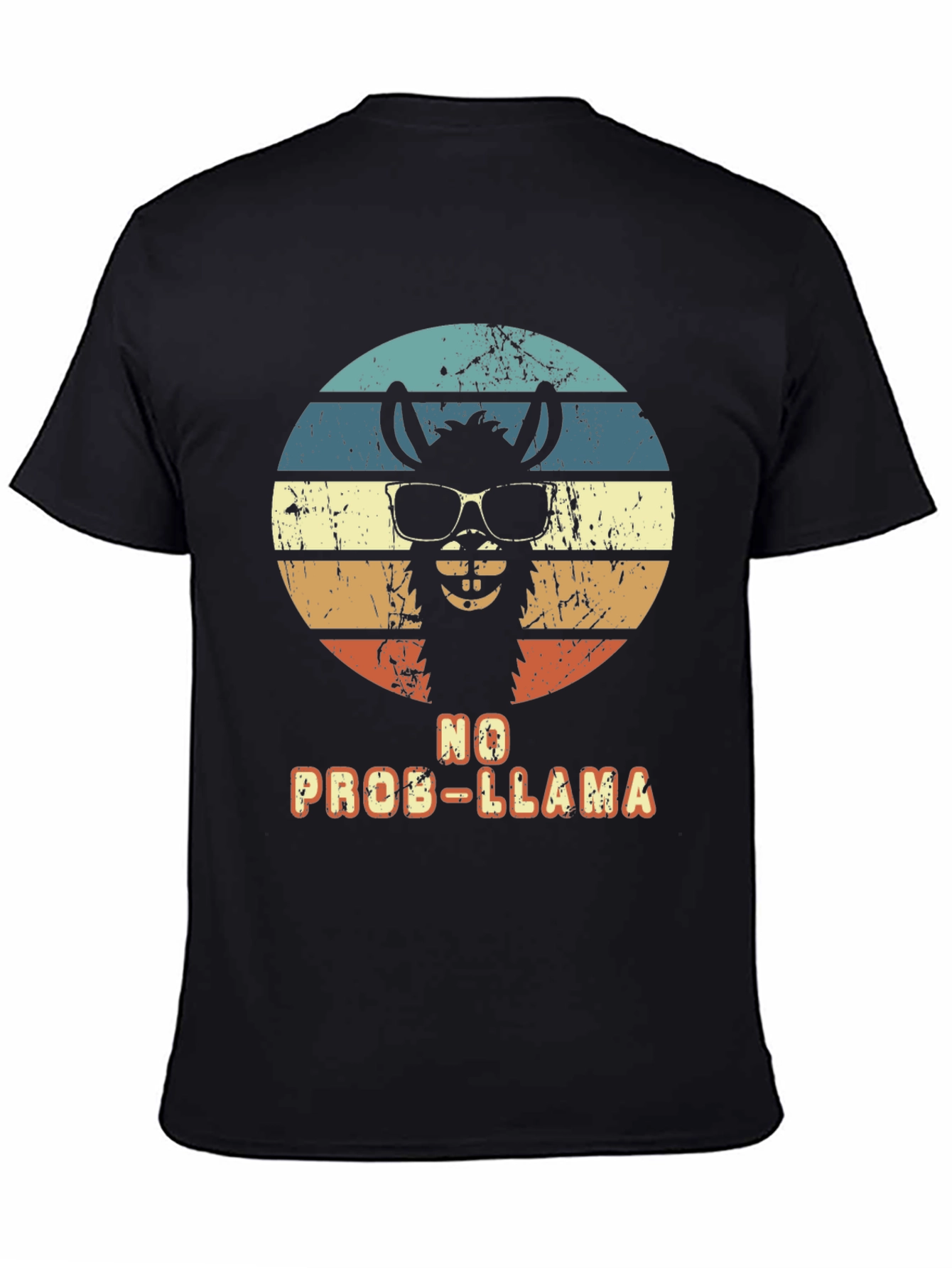Black No Prob-Llama T-Shirt - Retro Alpaca Design view 4