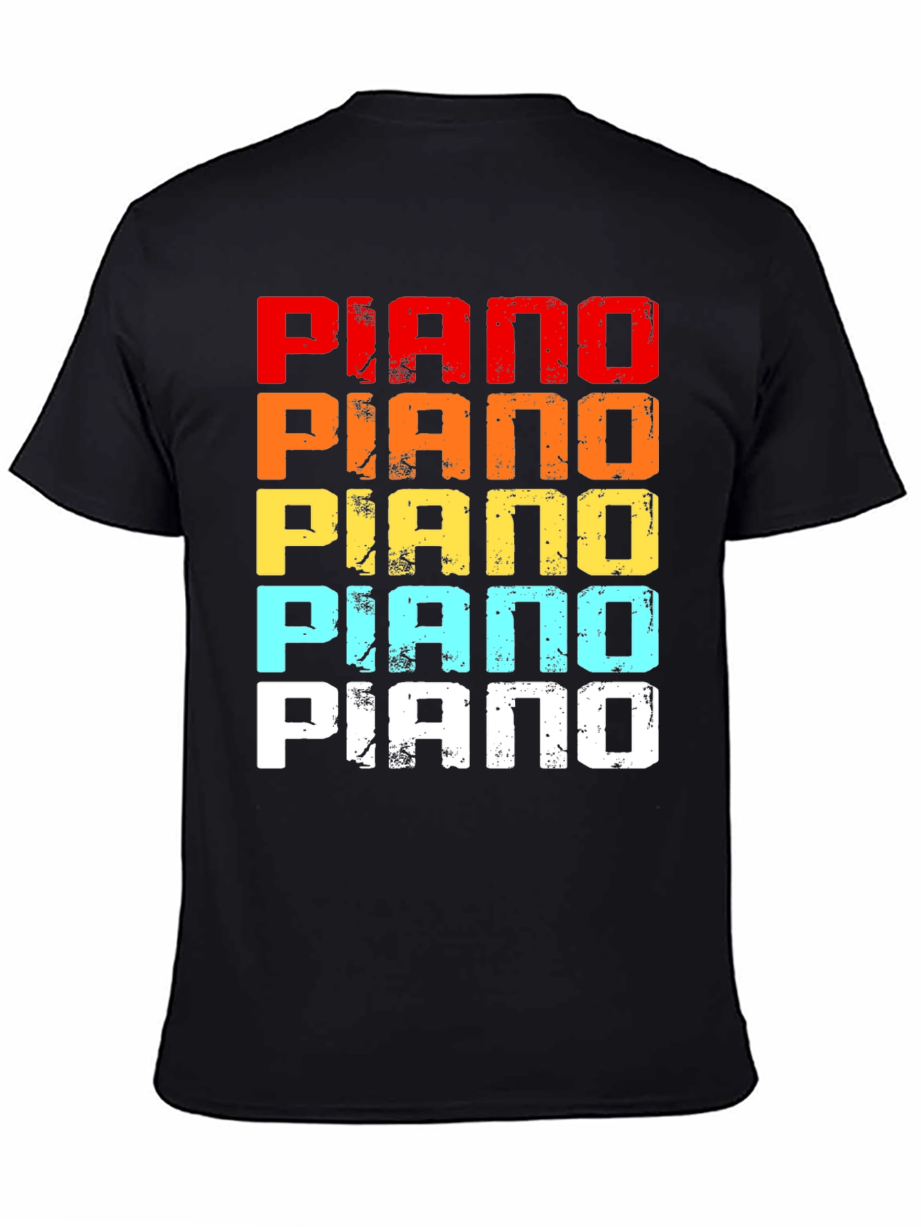 Black Retro Piano Graphic Tee - Music Lover T-Shirt view 4