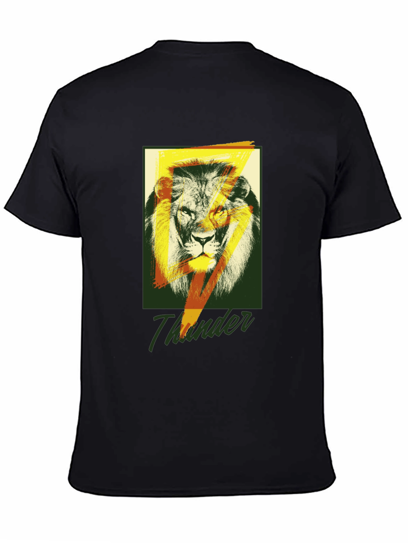 Black Lion Thunder Graphic Tee - Stylish Black T-Shirt view 4