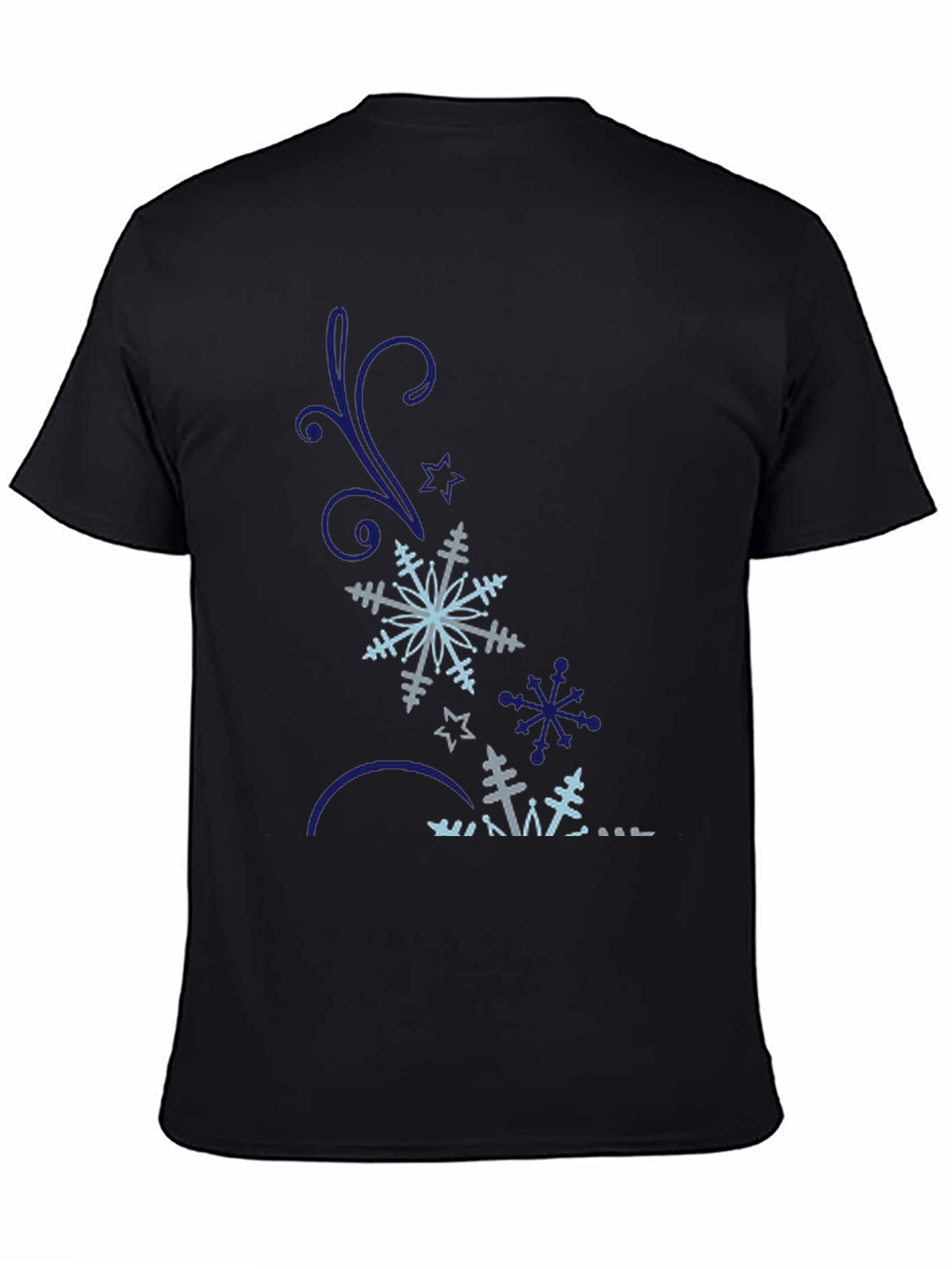 Black Snowflake Graphic Tee - Black Cotton Blend view 4