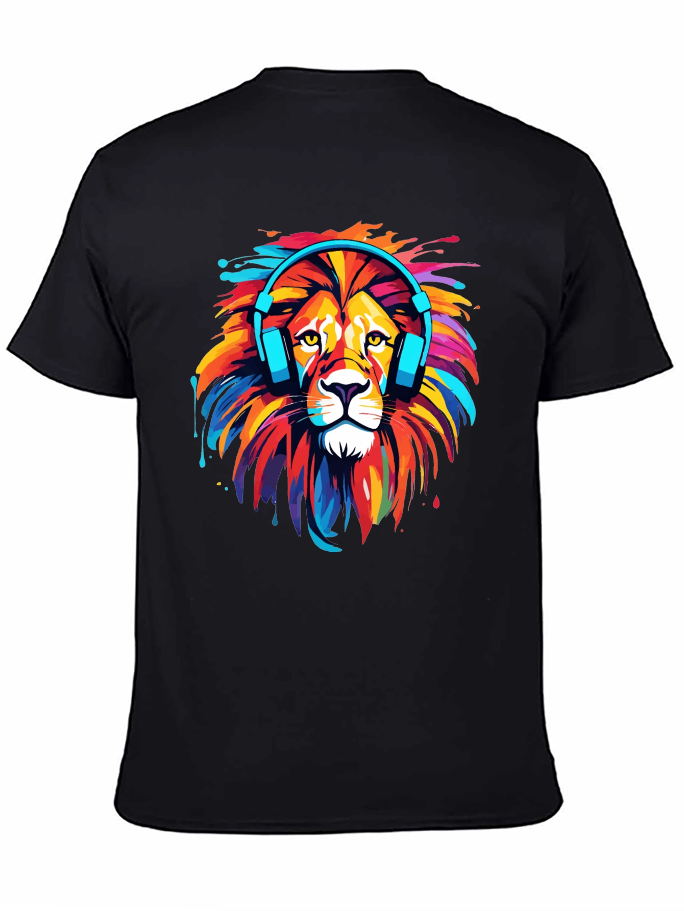 Black Lion Headphone Graphic Tee - Vivid Colors view 4