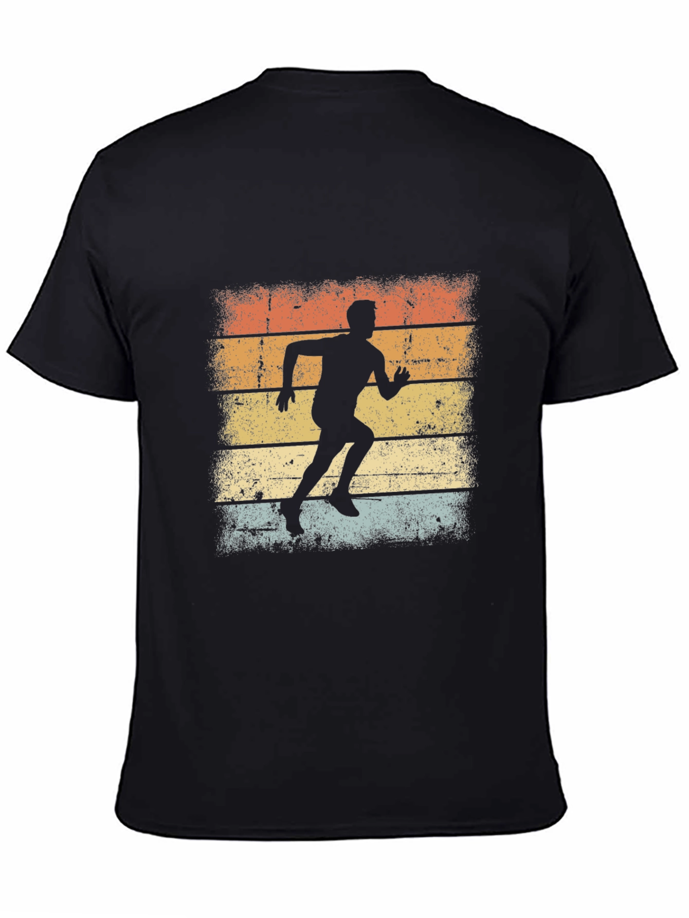 Black Retro Runner Graphic Tee - Vintage Style Black T-Shirt view 4