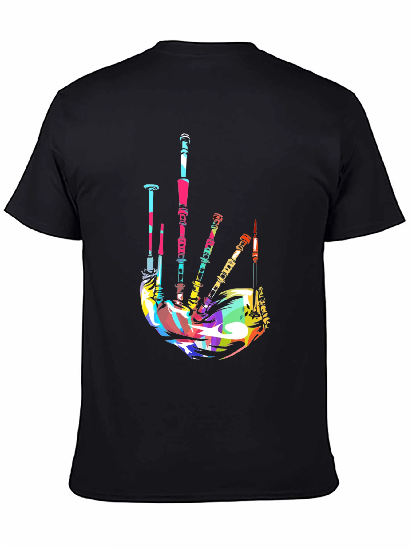 Black Colorful Bagpipe Graphic Tee view 4