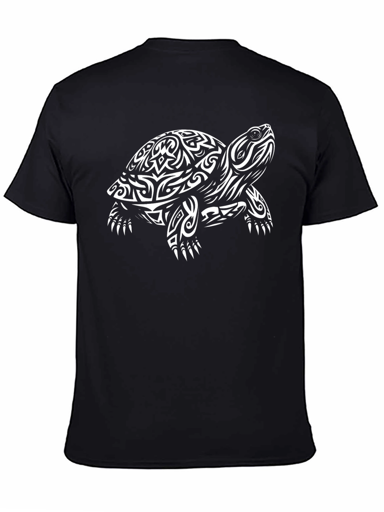 Black Tribal Turtle Graphic Tee - Black view 4