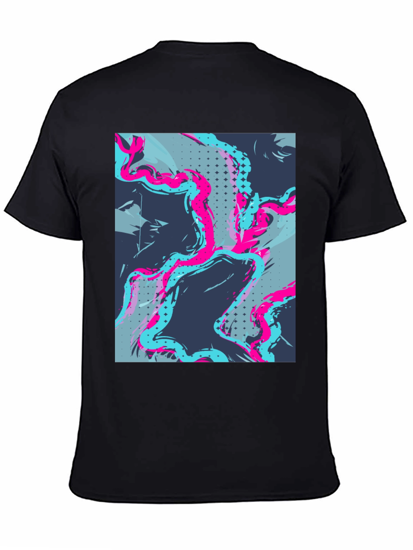 Black Abstract Graphic Print Men's Black Tee view 4