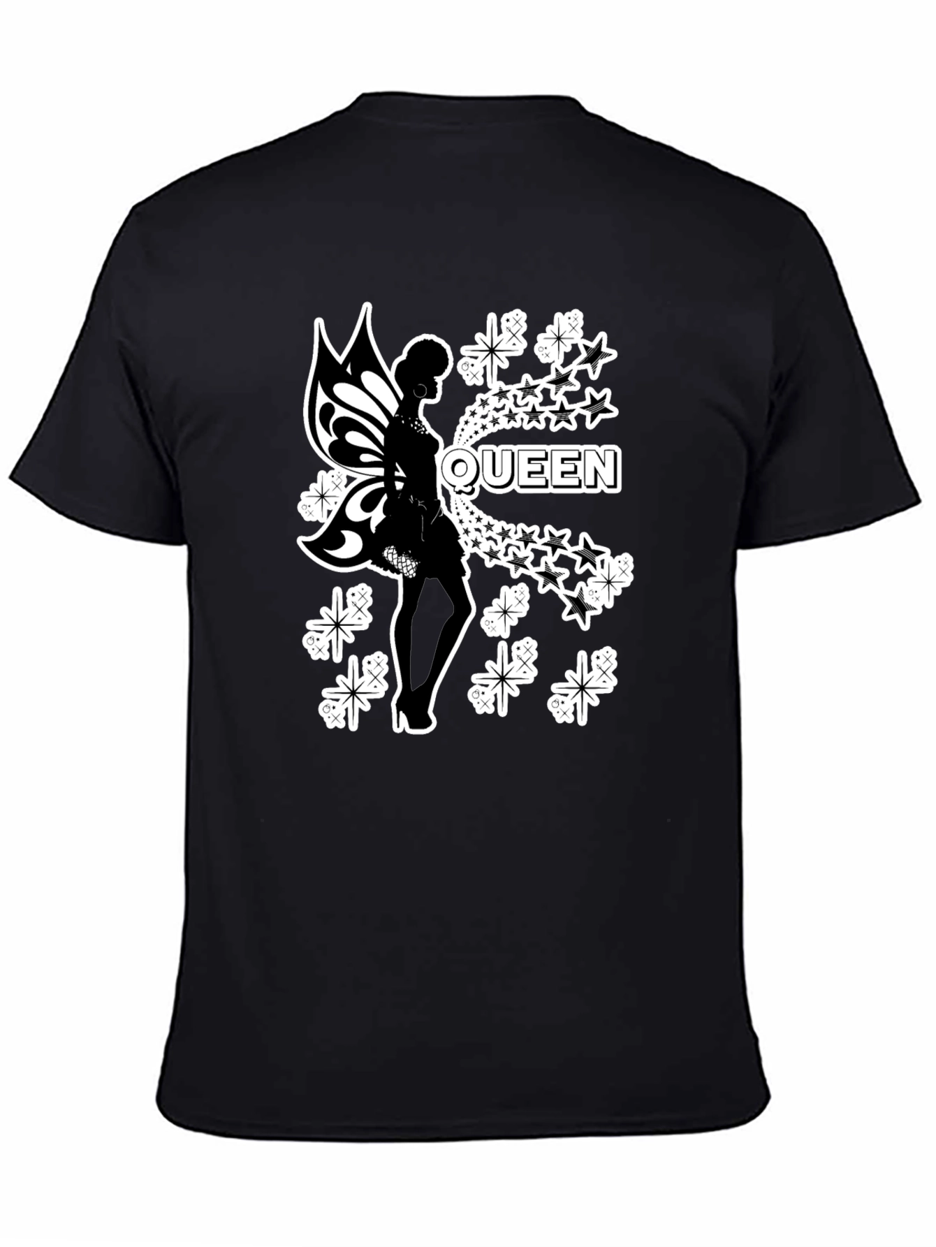 Black Queen Fairy Graphic Black T-Shirt view 4