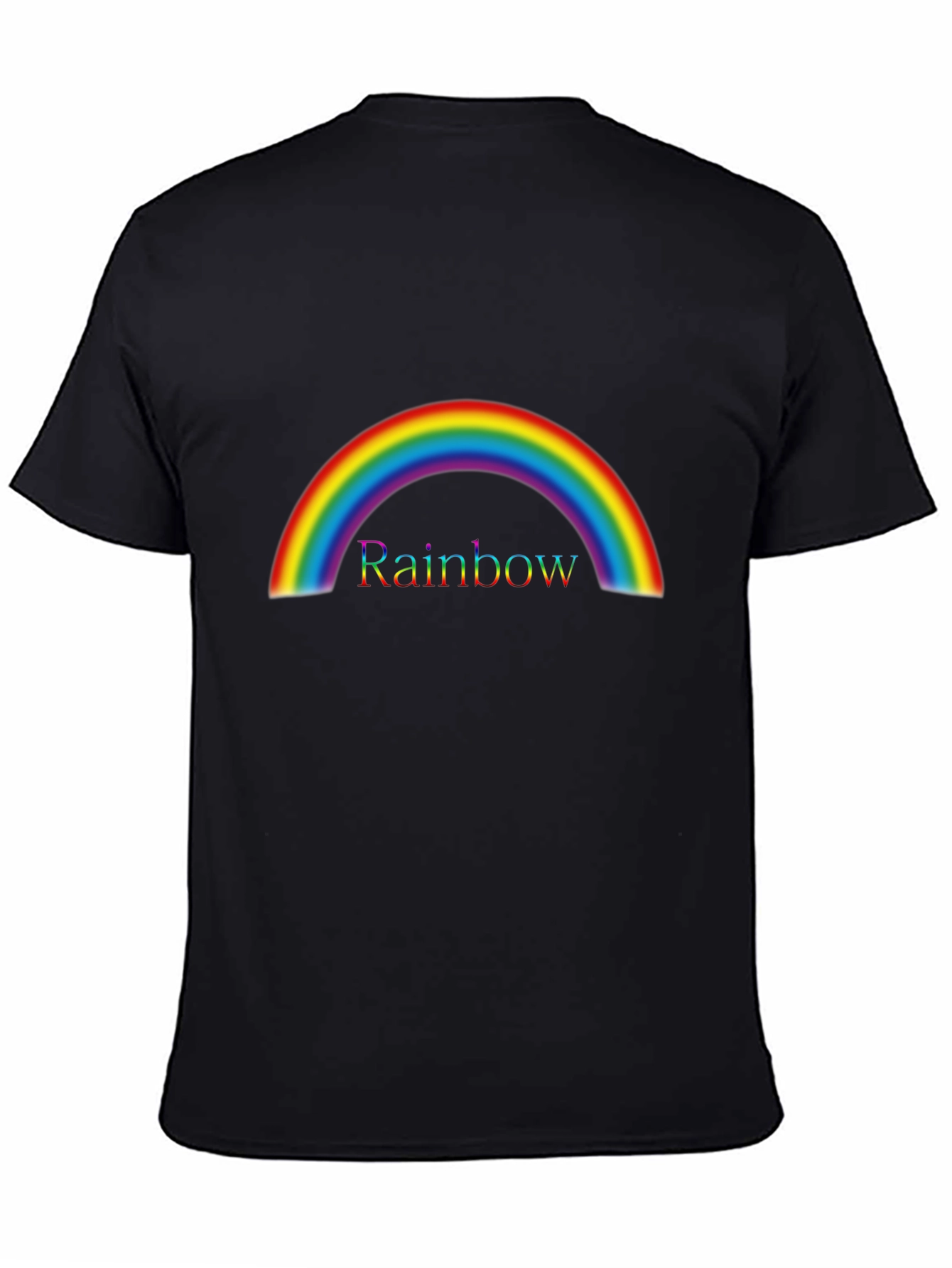 Black Rainbow Graphic Tee - Colorful Arc Design - Black view 4