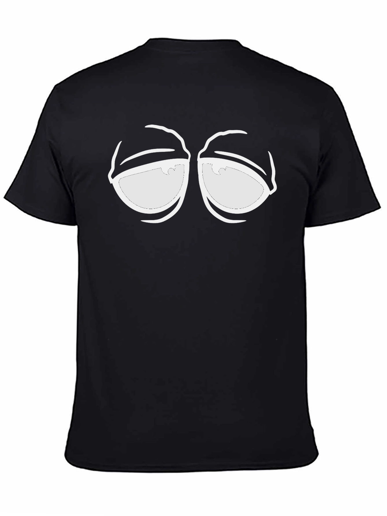 Black Humorous Graphic Tee - Sleepy Eyes Design - Black Cotton Blend view 4