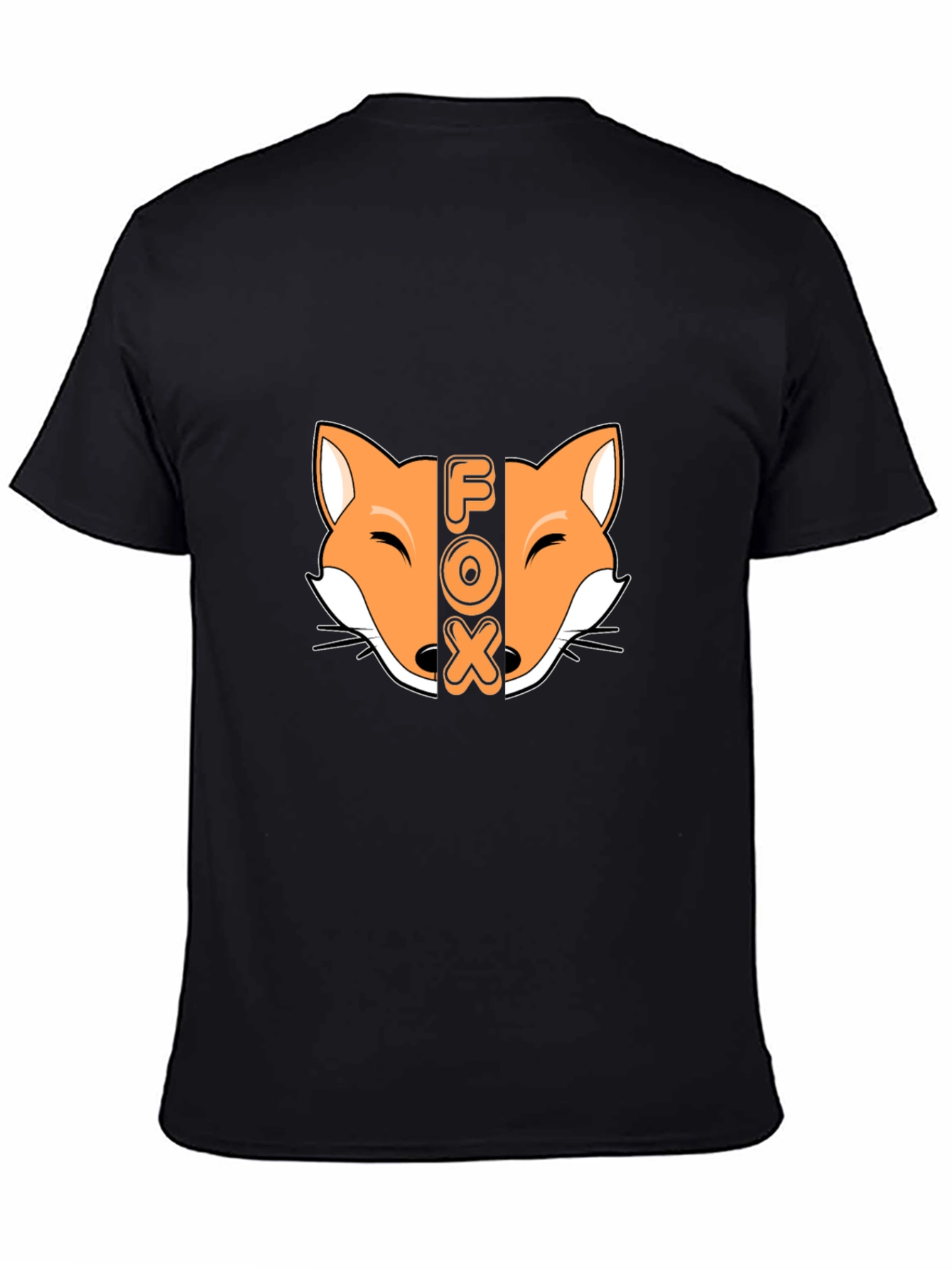 Black Cool Fox Graphic Black T-Shirt view 4