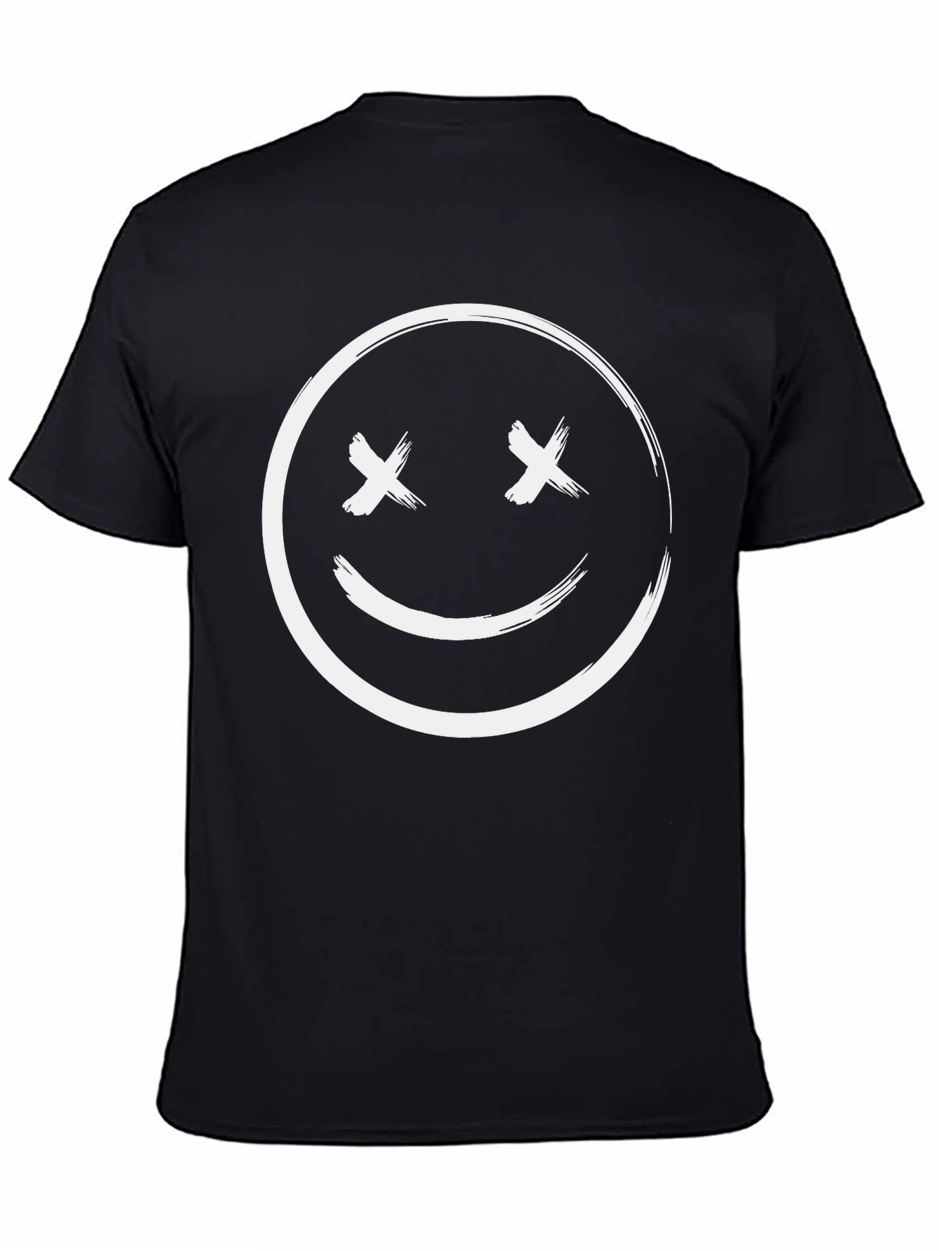 Black Black T-Shirt with Smiley Face Graphic view 4
