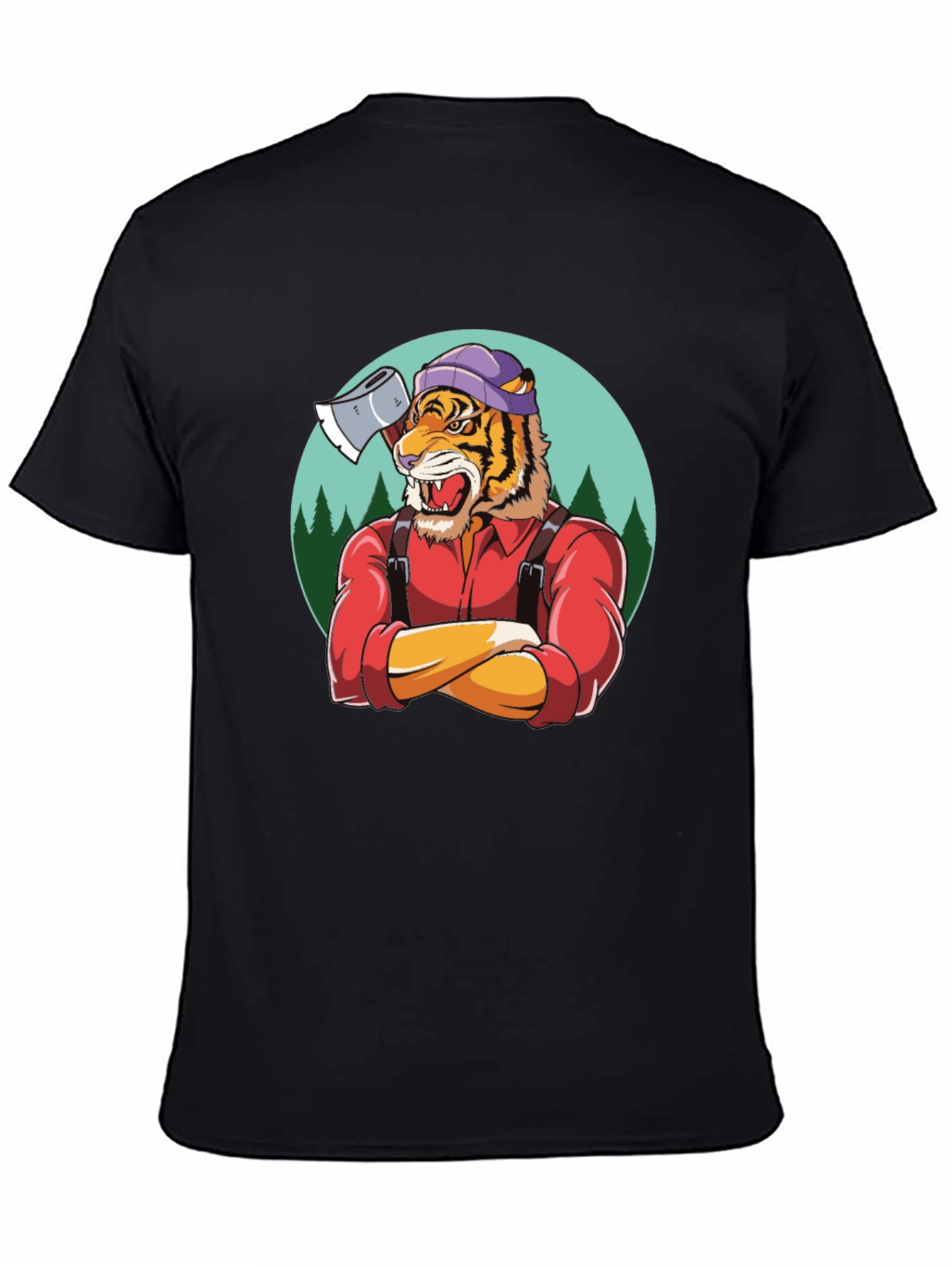 Black Tiger Lumberjack Graphic Tee - Black view 4