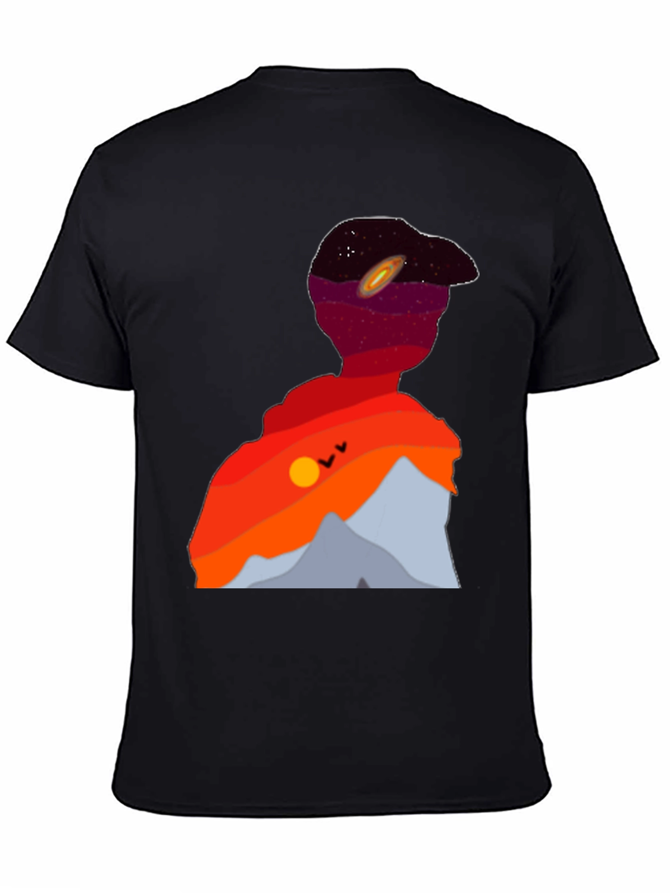 Black Cosmic Landscape Silhouette Graphic Tee - Black view 4