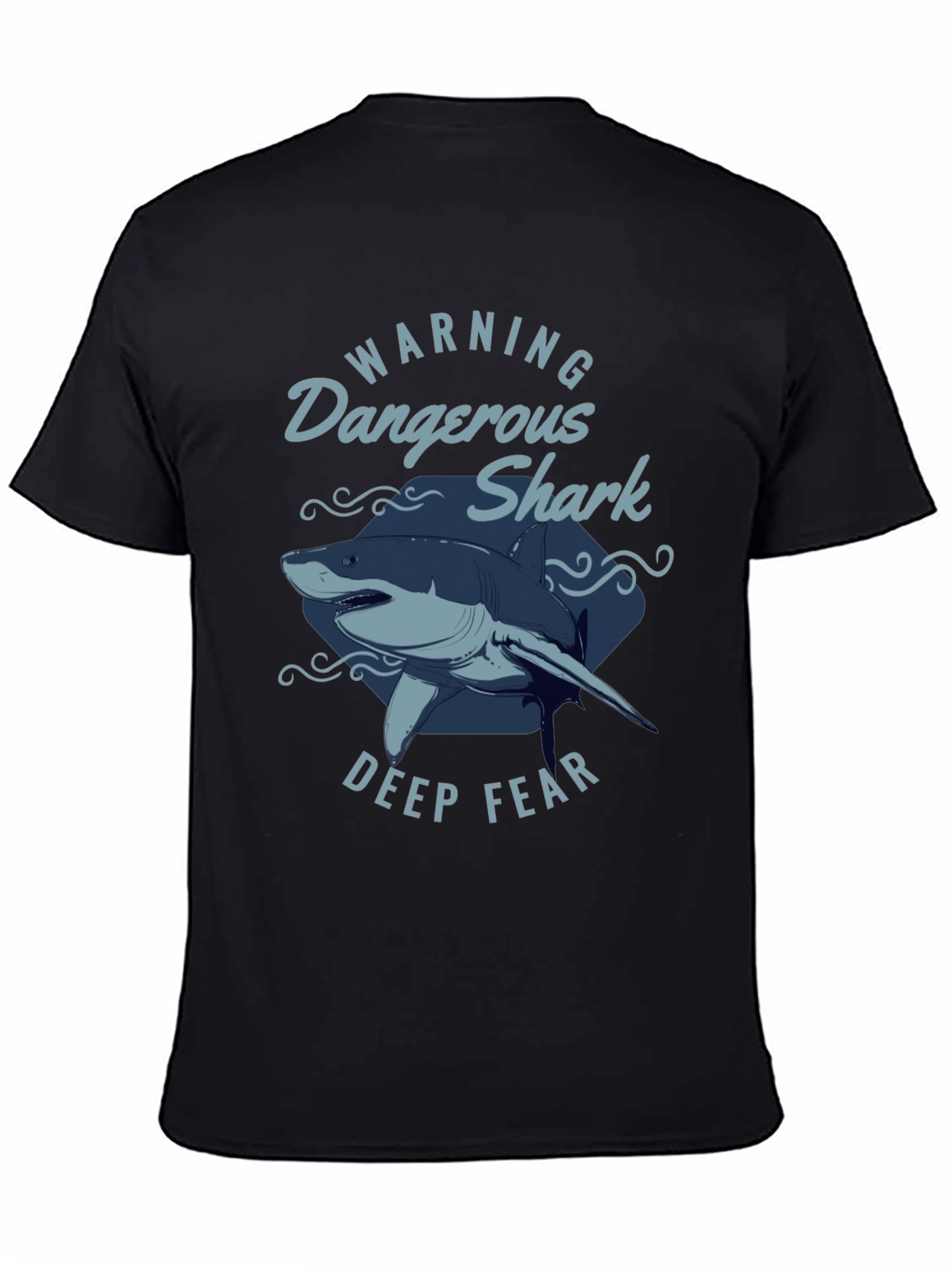 Black Dangerous Shark Graphic Print Black T-Shirt view 4