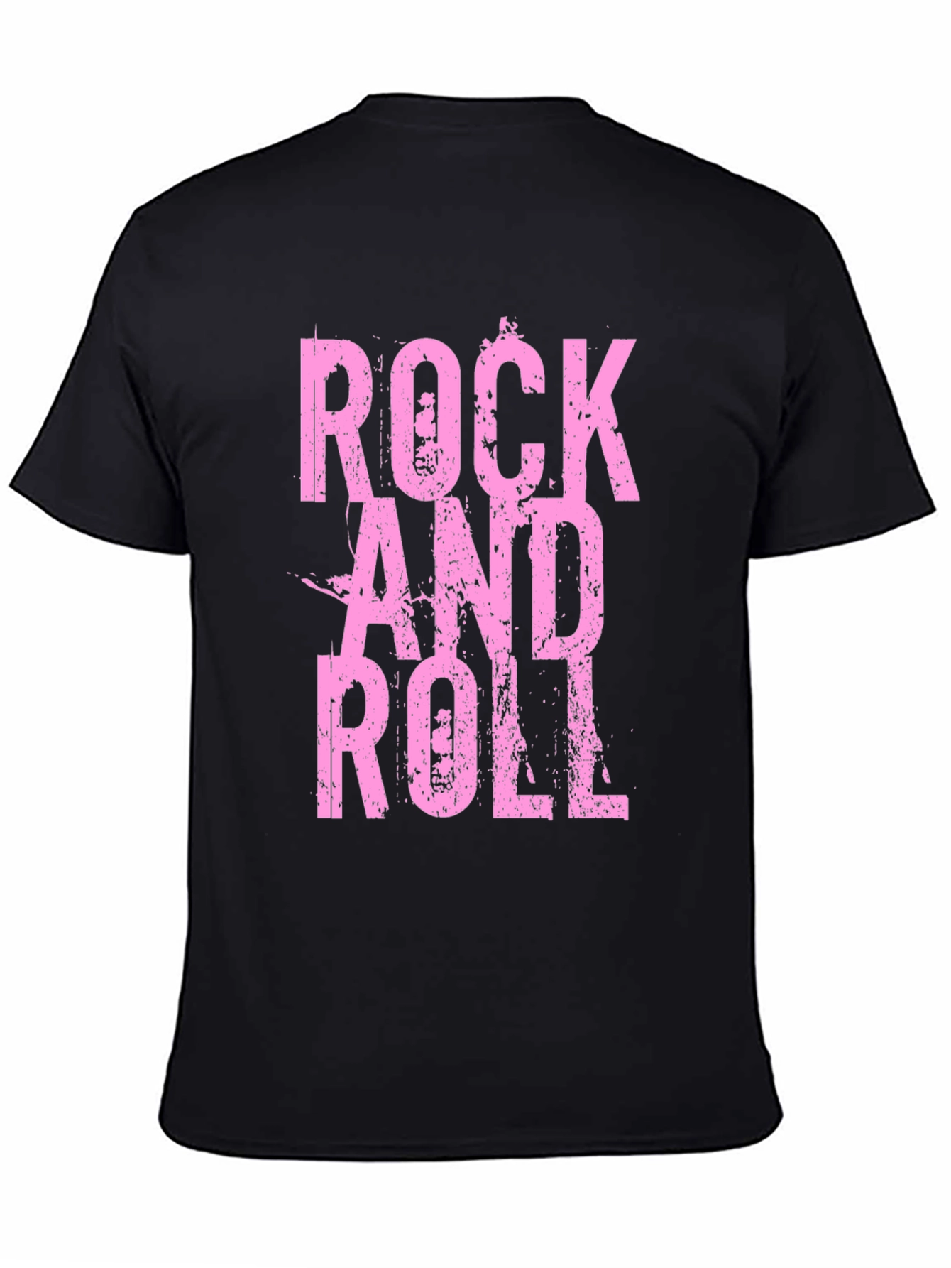Black Rock and Roll Pink Print Black T-Shirt view 4
