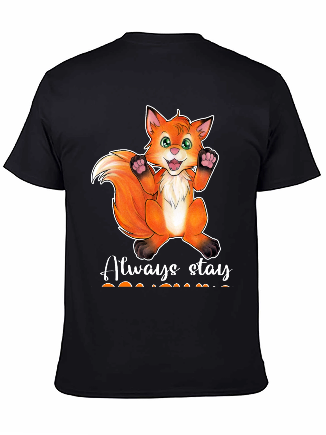 Black Cute Fox T-Shirt - Always Stay view 4