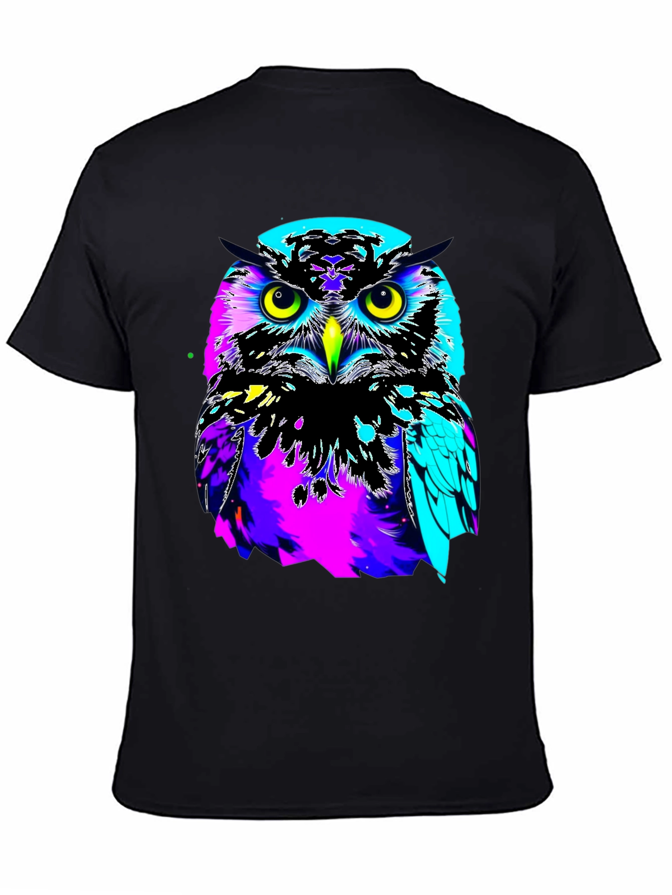 Black Vibrant Owl Graphic Black T-Shirt view 4