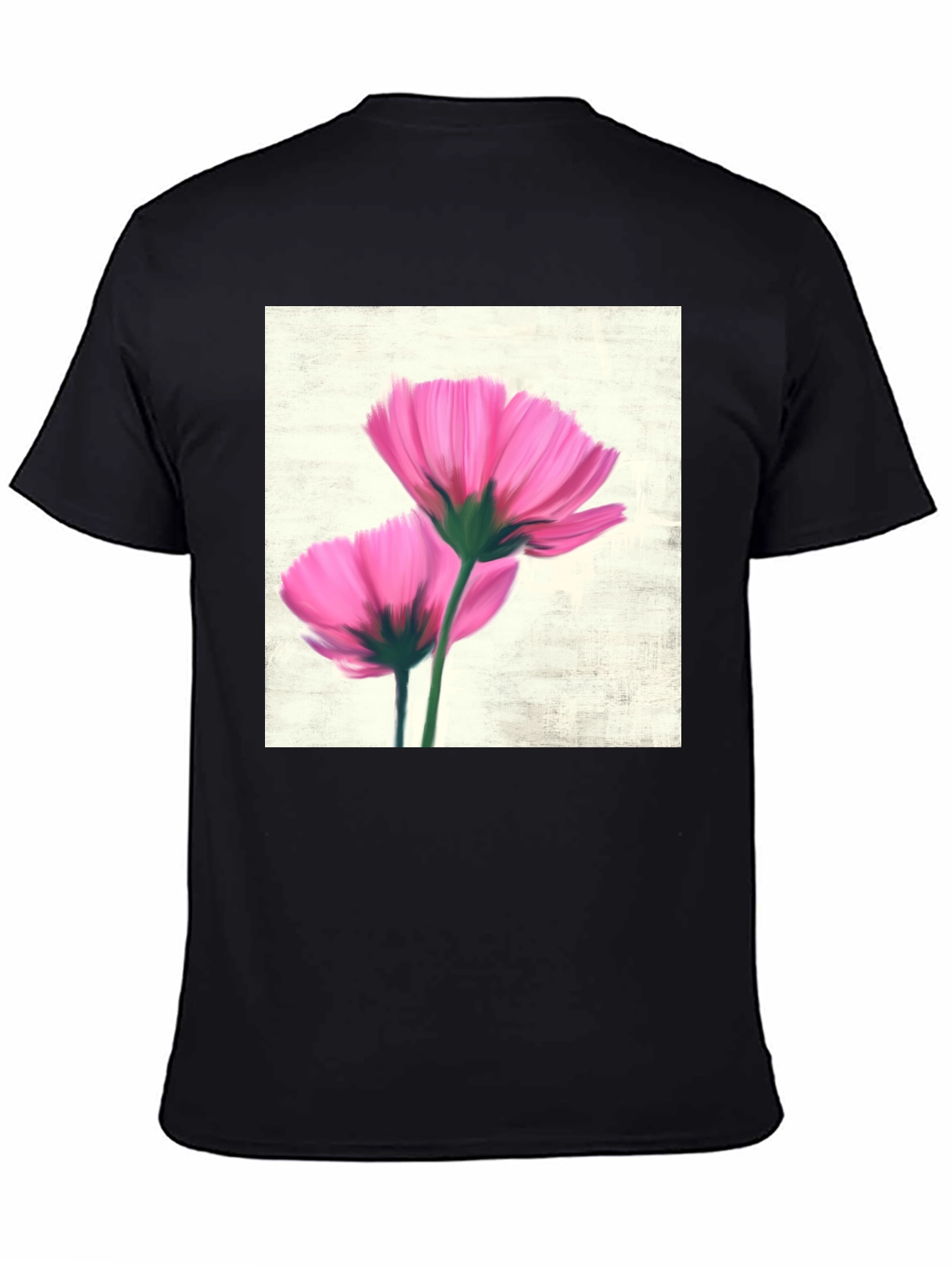 Black Floral Print Black T-Shirt view 4