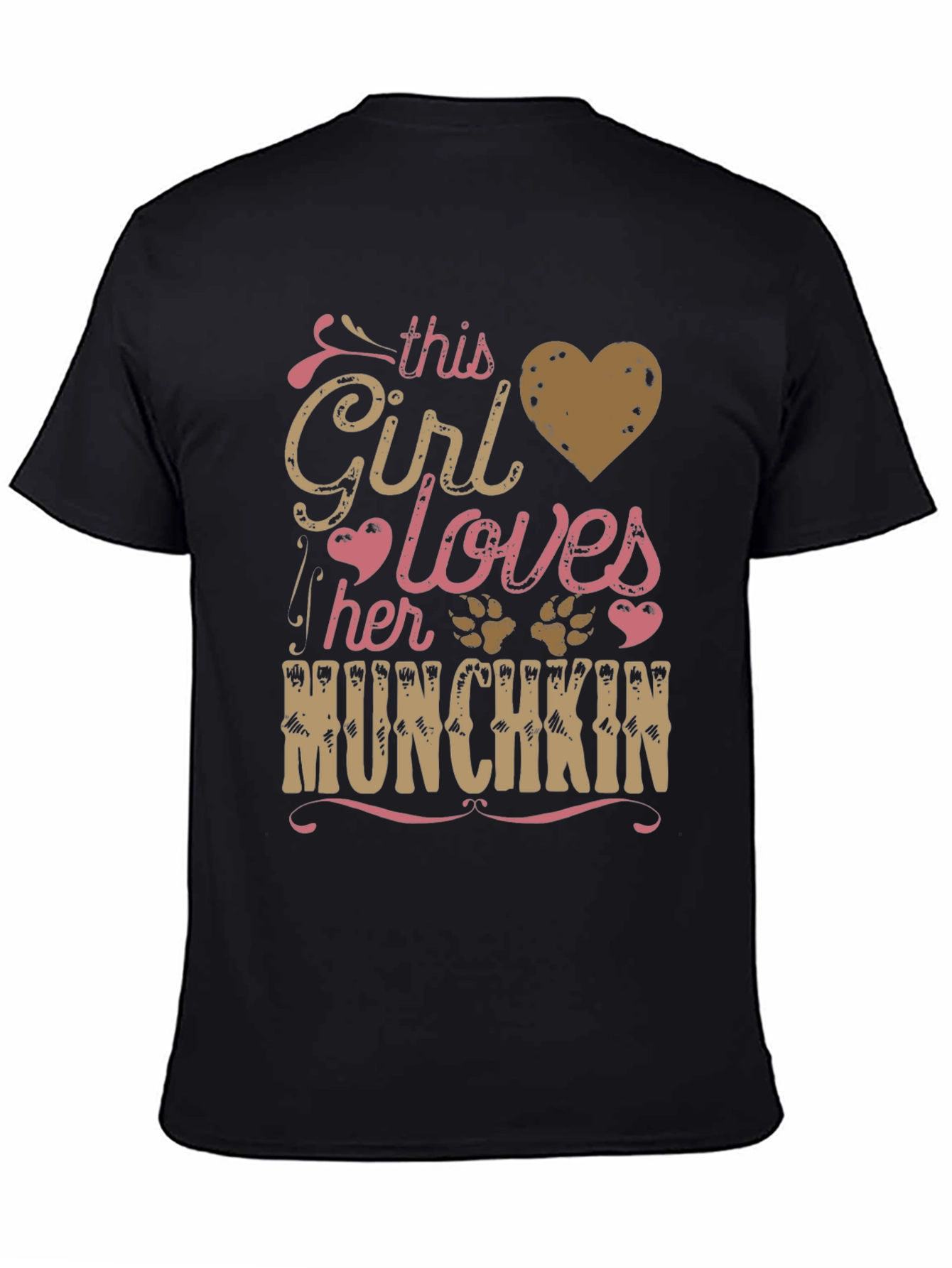 Black This Girl Loves Her Munchkin Pet Paw Print T-Shirt view 4