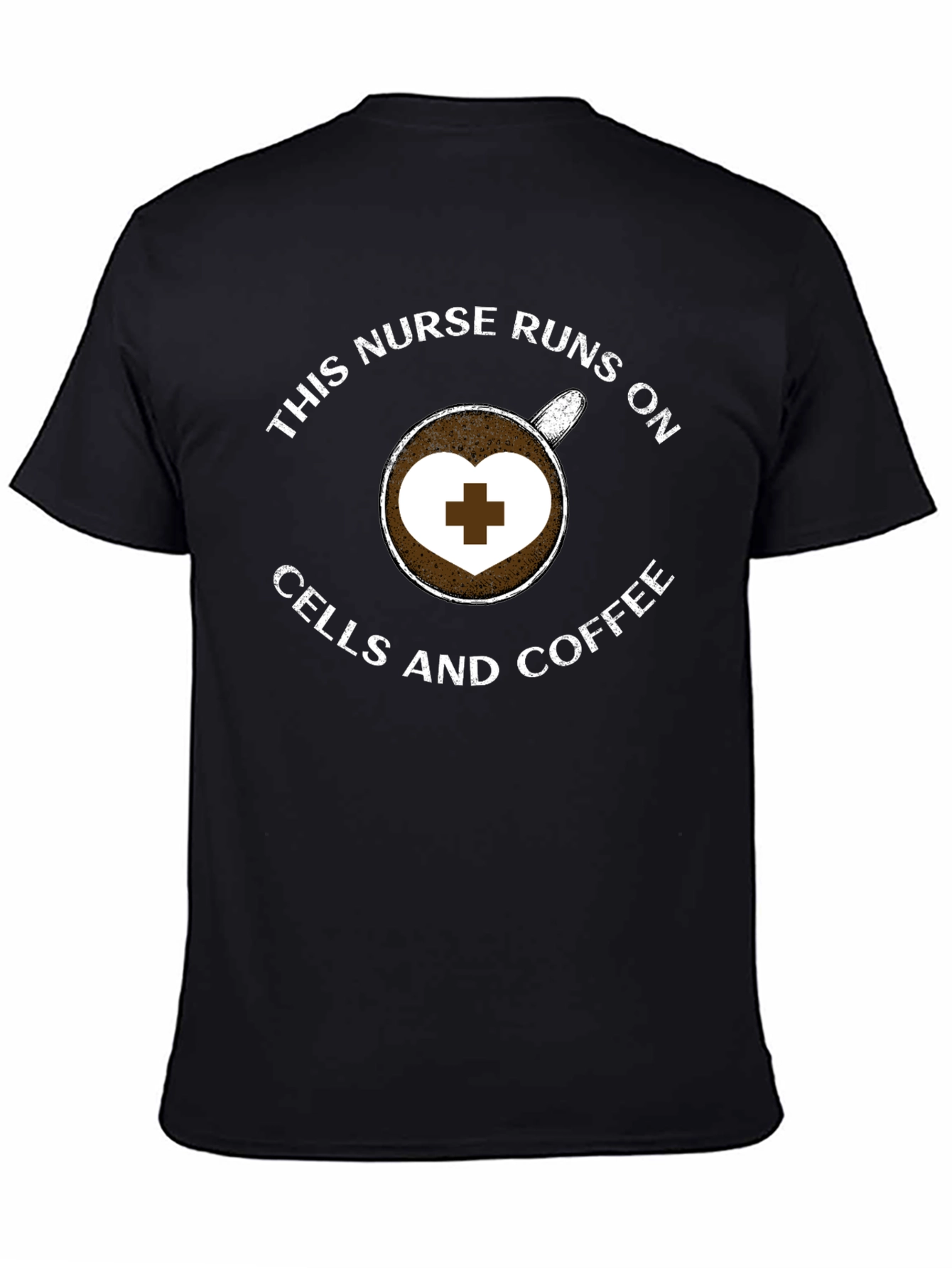 Black Nurse Coffee T-Shirt - Runs on Cells and Coffee view 4