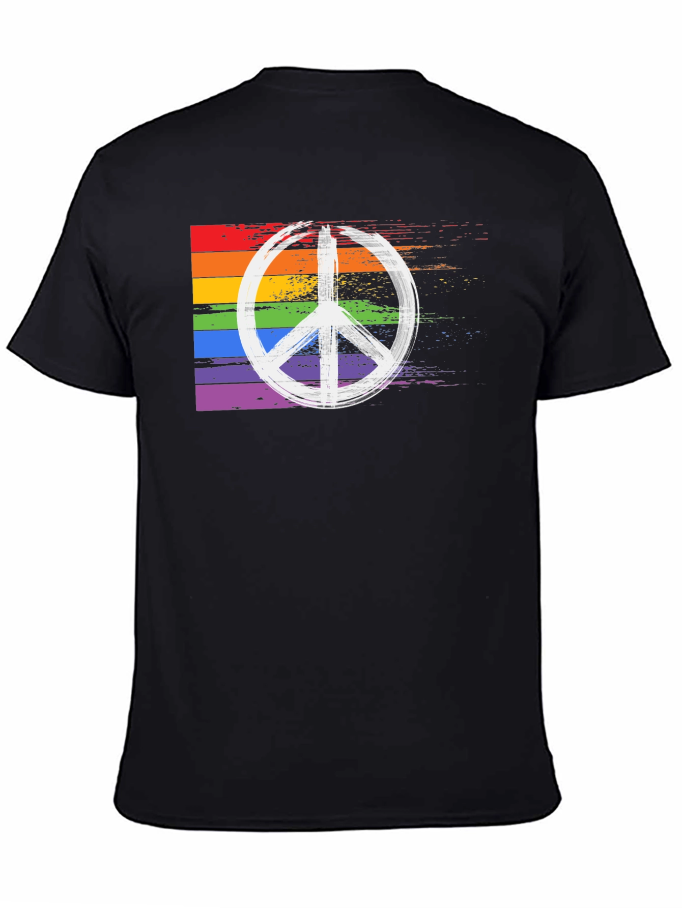 Black Rainbow Peace Sign T-Shirt - Black Cotton Blend view 4