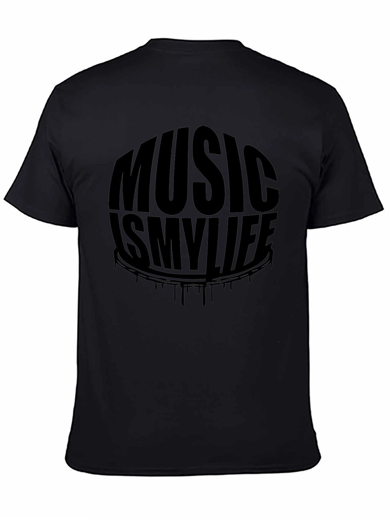 Black Music Is My Life Black Graphic T-Shirt view 4