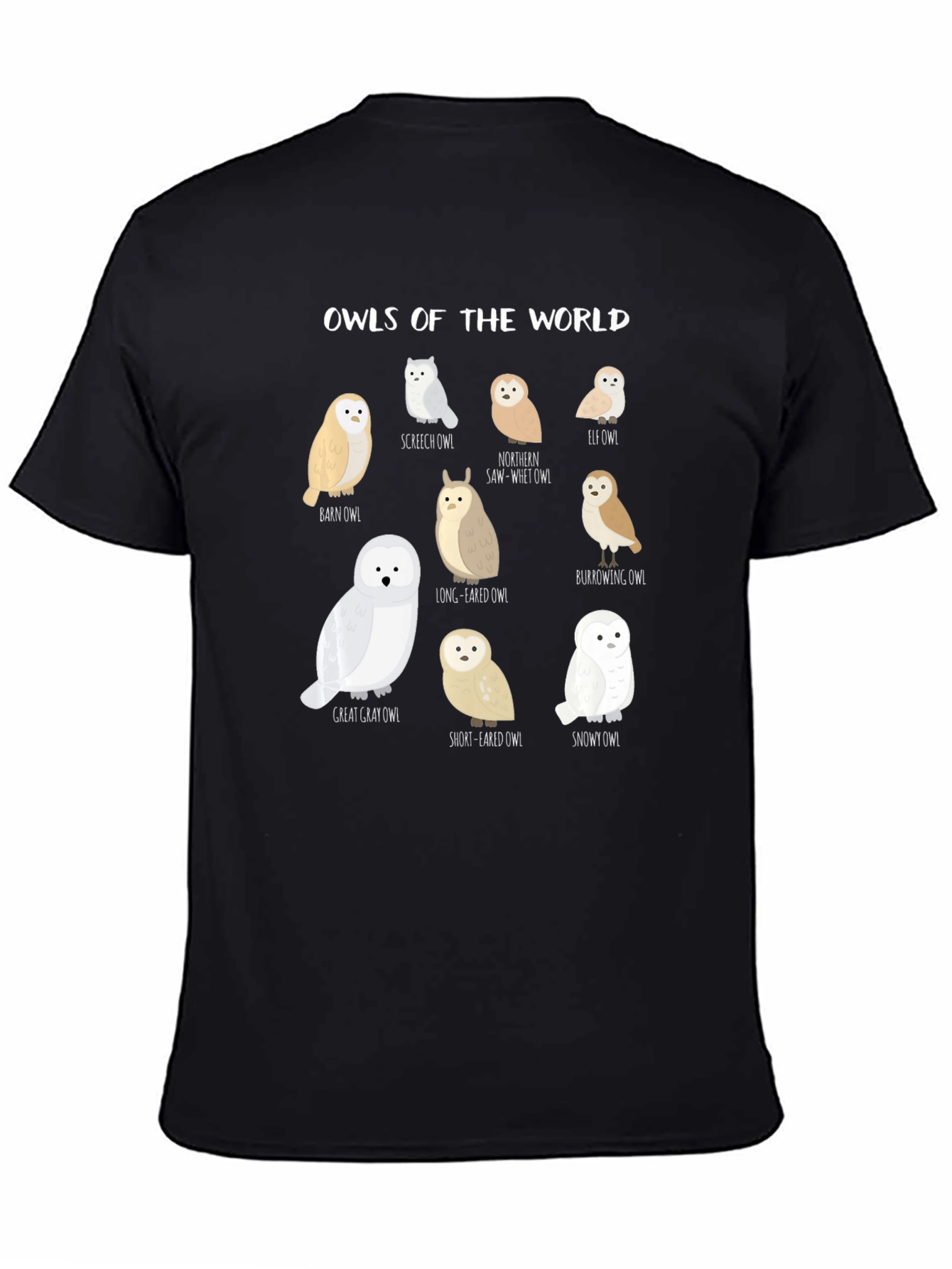 Black Owls of the World Graphic Tee view 4