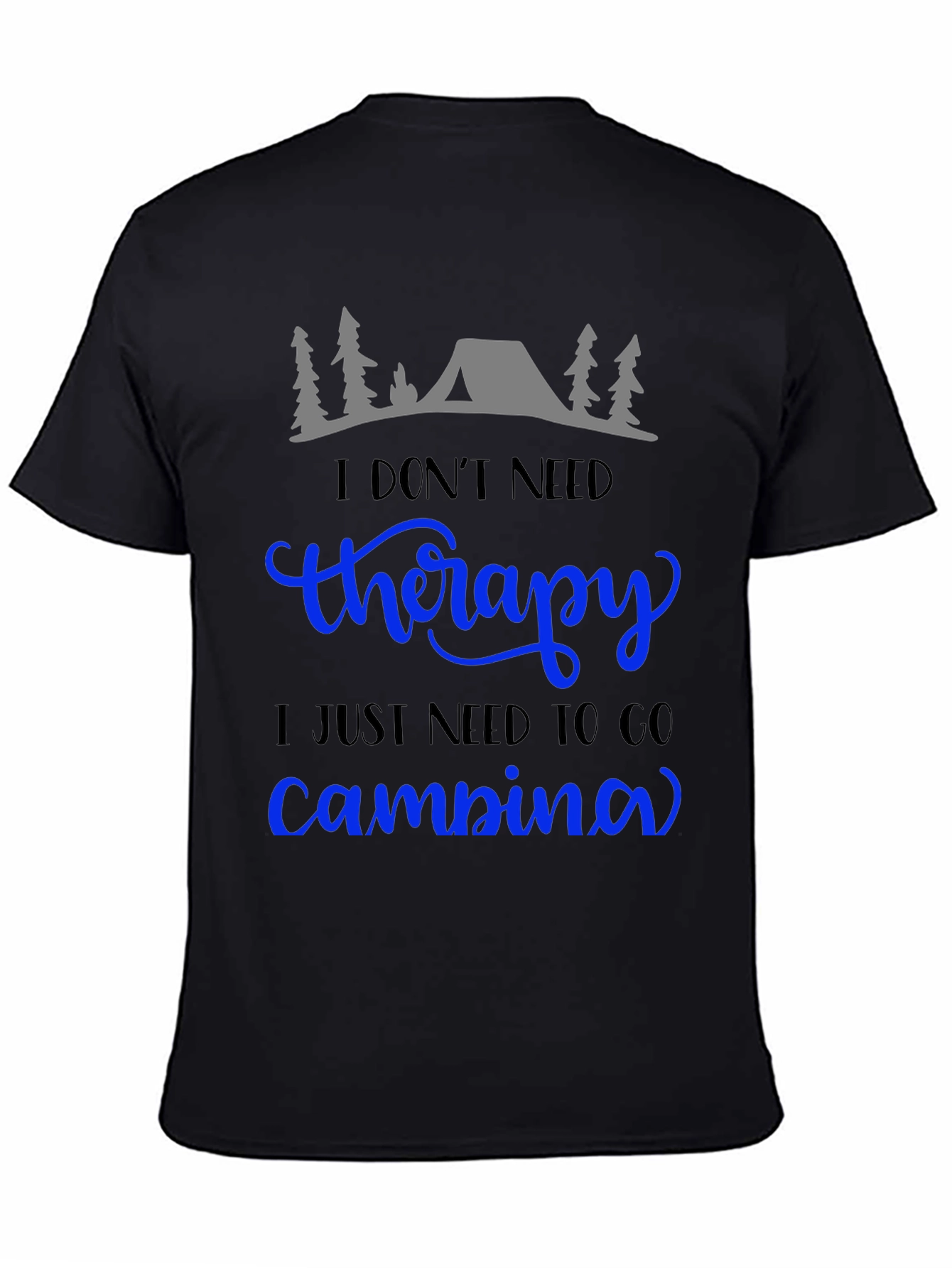 Black Camping Therapy T-Shirt: Nature Lover Tee view 4