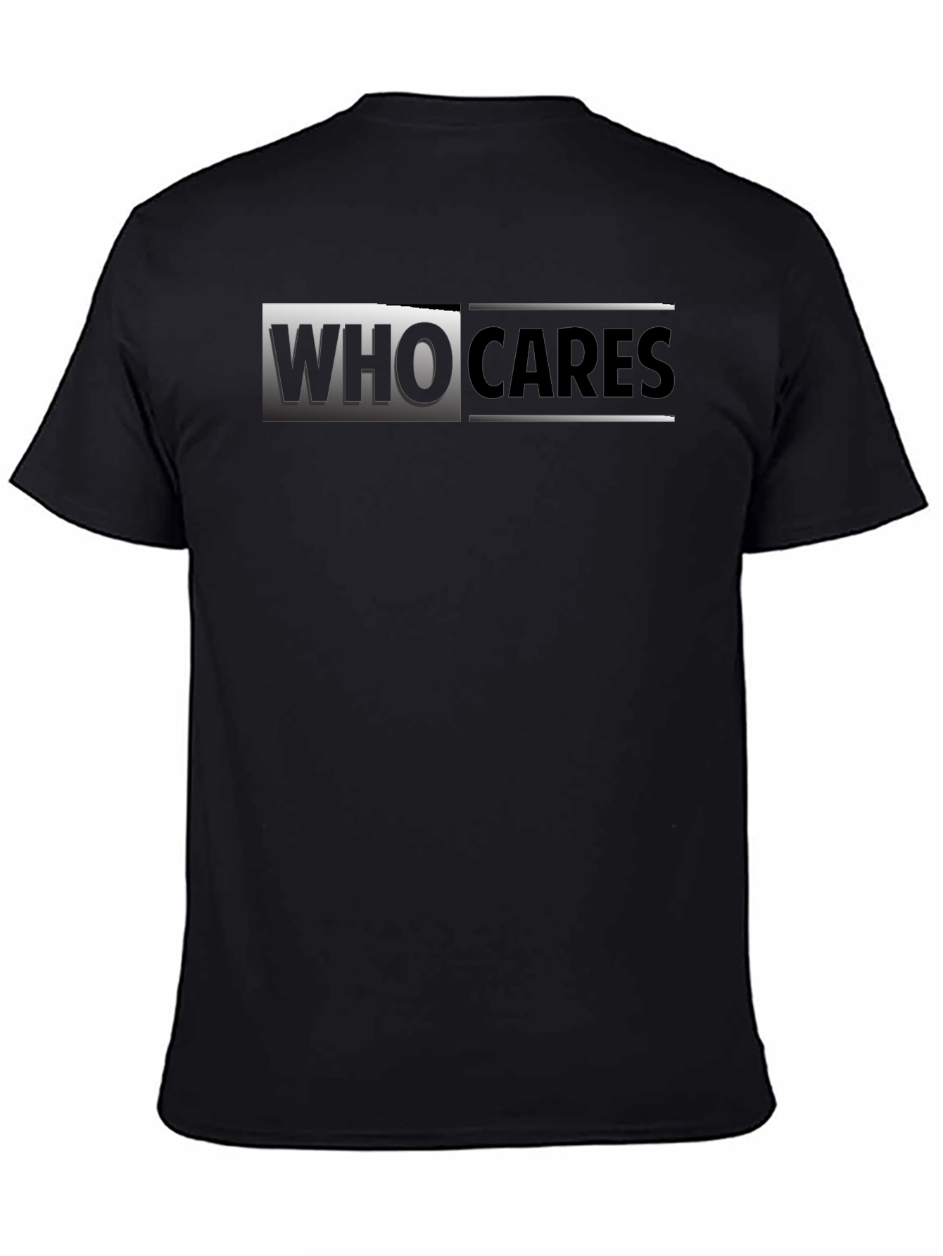 Black Who Cares Graphic Print Black T-Shirt view 4